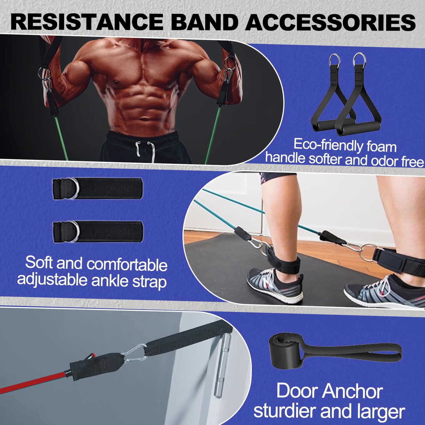 Resistance Bands,Exercise Bands,Grip Strength Trainer,Resistance Bands for Working Out with Handles for Men and Women,Workout Bands with Door Anchor and Ankle,Strength Training Home Gym Equipment