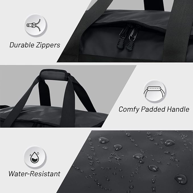 MIER Gym Bag for Men Large Duffel Backpack with Shoe Compartment, 60L Convertible Duffle Bags Weekender Overnight Bag for Gym Sports Travel, Black