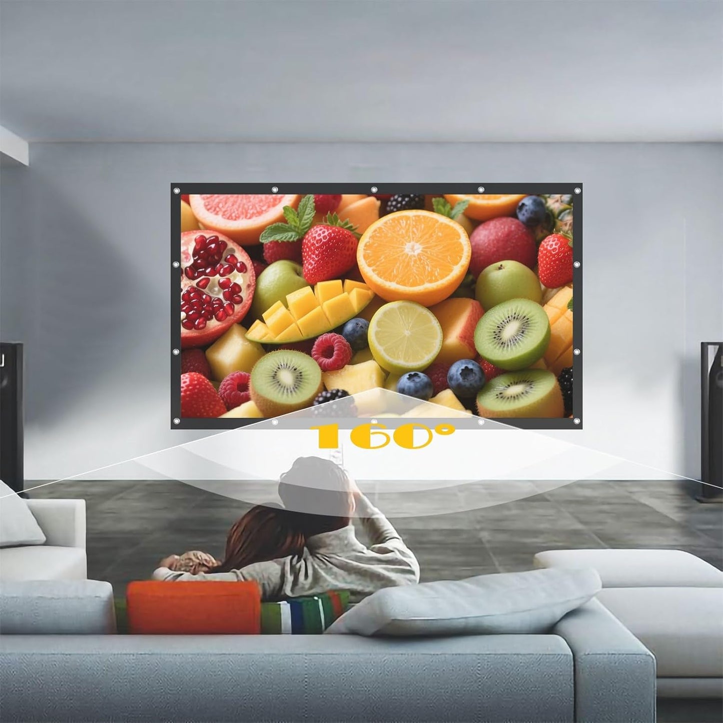 BooLooT 16:9 (100 inches) Projector Screen Portable Movies Screens Foldable Wrinkle-Resistant Fabric with Dual