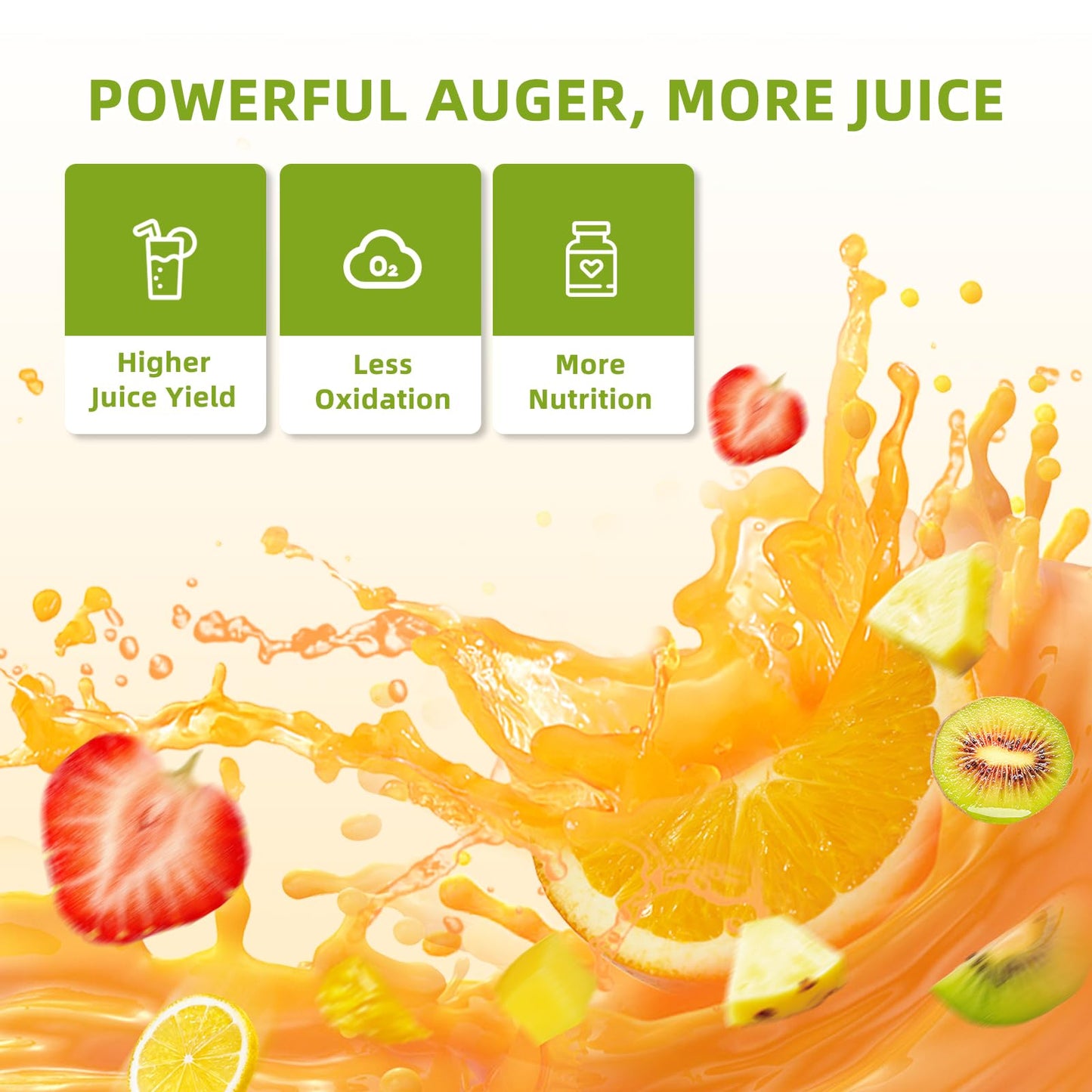 Flyseago Commercial 300W Cold Press Juicer Machines - Dual Outlet for Juice & Pulp, High Yield, Masticating Juicers, Heavy Duty Stainless Steel, Quiet Motor, Easy Clean for Restaurants, Bars