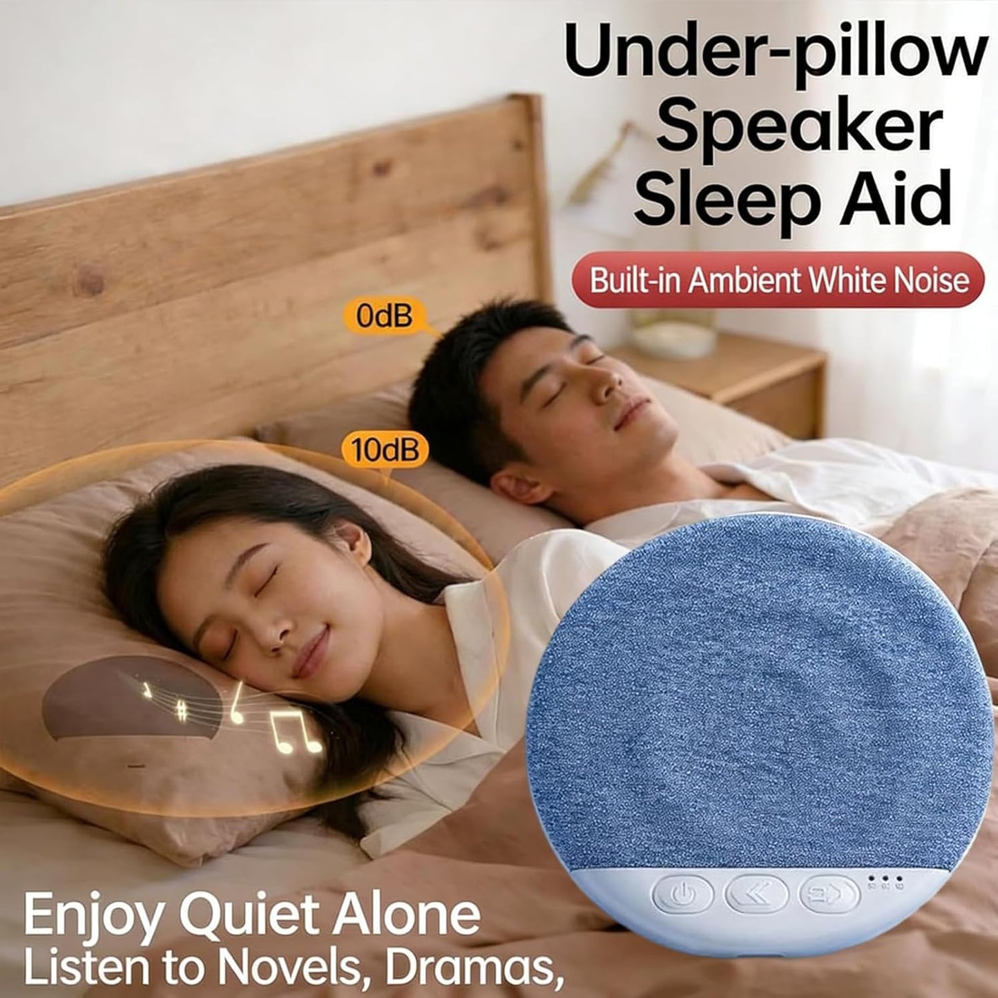 Generic (2Pcs) Bluetooth Pillow Speaker for Sleeping, Ultra Thin Pillow Speaker with White Noise Timer, Wireless Sleep