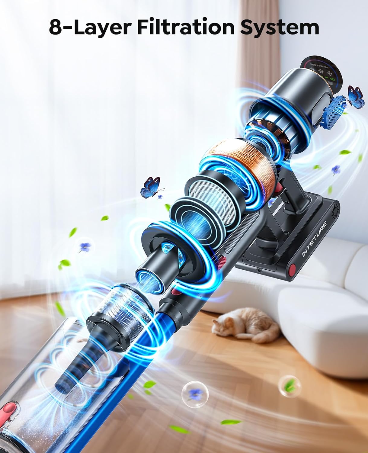 Skiennix Cordless Vacuum Cleaner - 650W Powerful Suction, 70 Mins Runtime, Includes Mattress Tool | Ideal for Pet Hair & Carpets