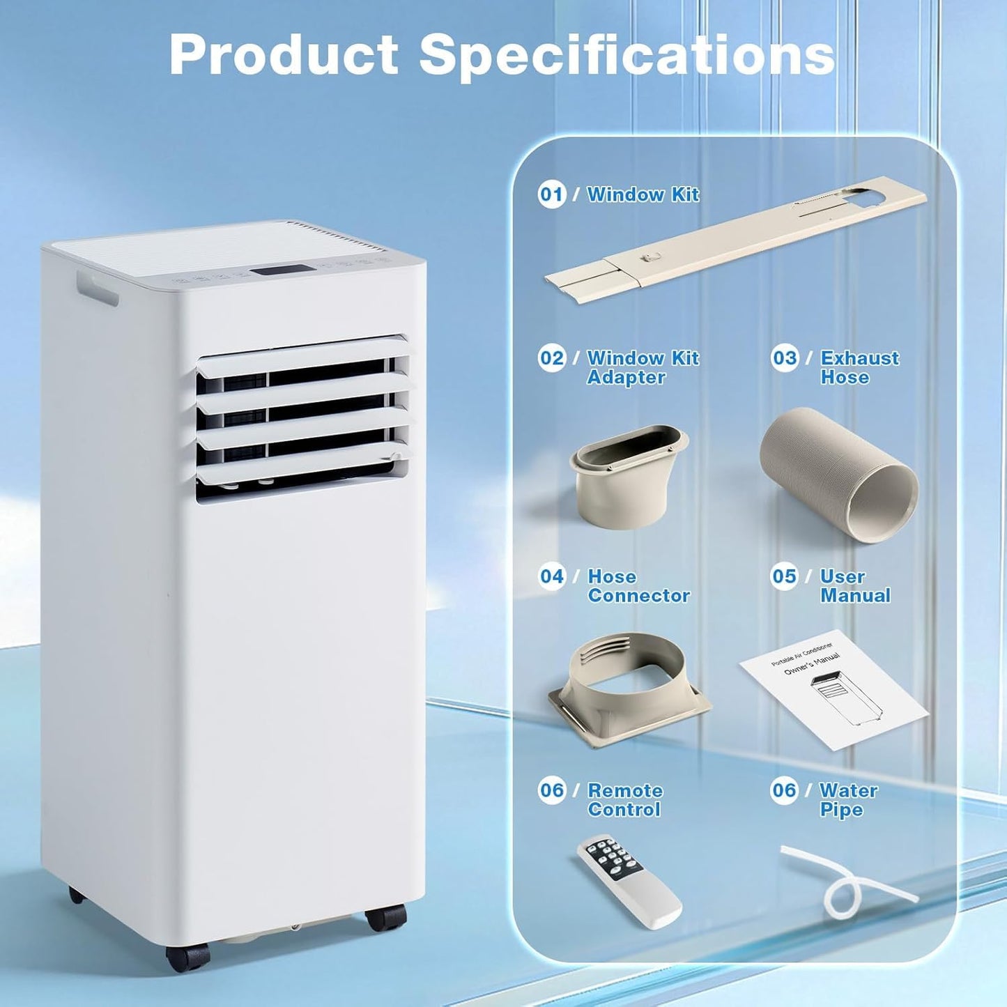 Aoxun 10020 BTU Portable Air Conditioners with Heater, 5-IN-1 Portable AC Unit, Fast Cooling,Heating,Dehumidifier, Fan & 24H Timer Quiet Sleep,Cools Up to 450 Sq.Ft,Remote Control, Window Kits