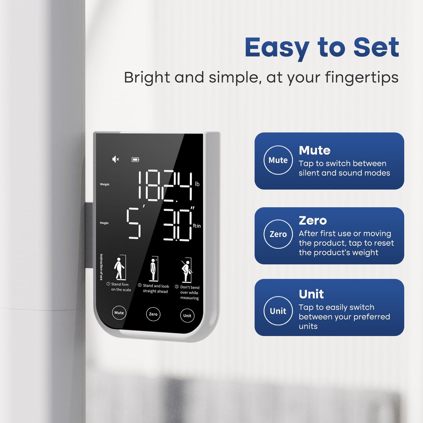 GE Digital Physician Scale BMI: Ultrasonic Electronic Height and Weight Scale 76” Height Measuring Device Accurate Body Weight 485 lb/220 kg Capacity