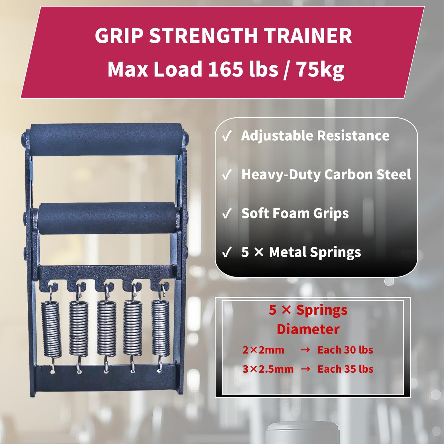 AHTAPFON Grip Strength Tester Trainer Set-Electronic Hand Dynamometer of 396lbs ＆ Solid Metal Grip Strengthener -Adjustable Resistance of 165lbs-5×Heavy-Duty Springs,Fit Sport Home Gym Workouts