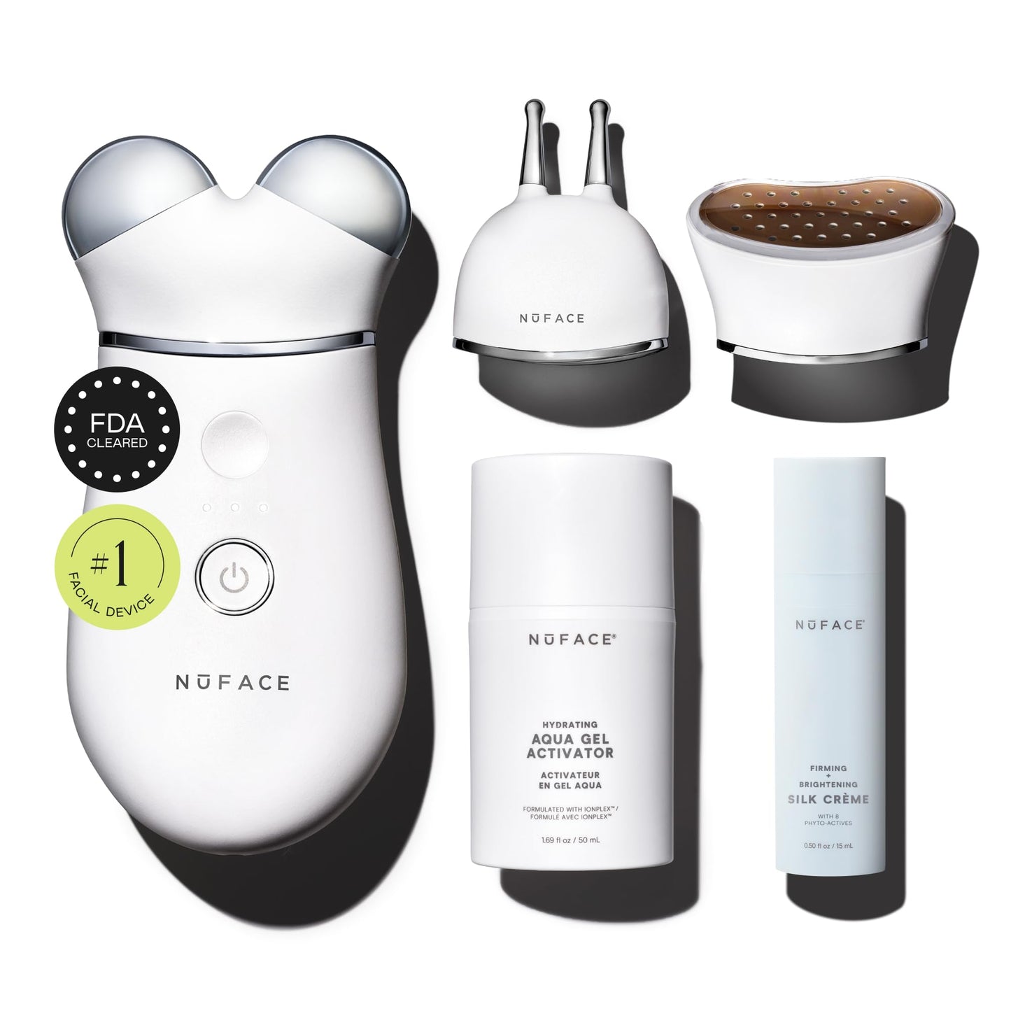 NUFACE Trinity+ Facial Massager - Face Firming & Toning Device for Lines & Wrinkles Treatment - FDA-Cleared Wrinkle Reducer + Lip & Eye Attachment + Aqua Gel Activator - 3 Frequency Microcurrent