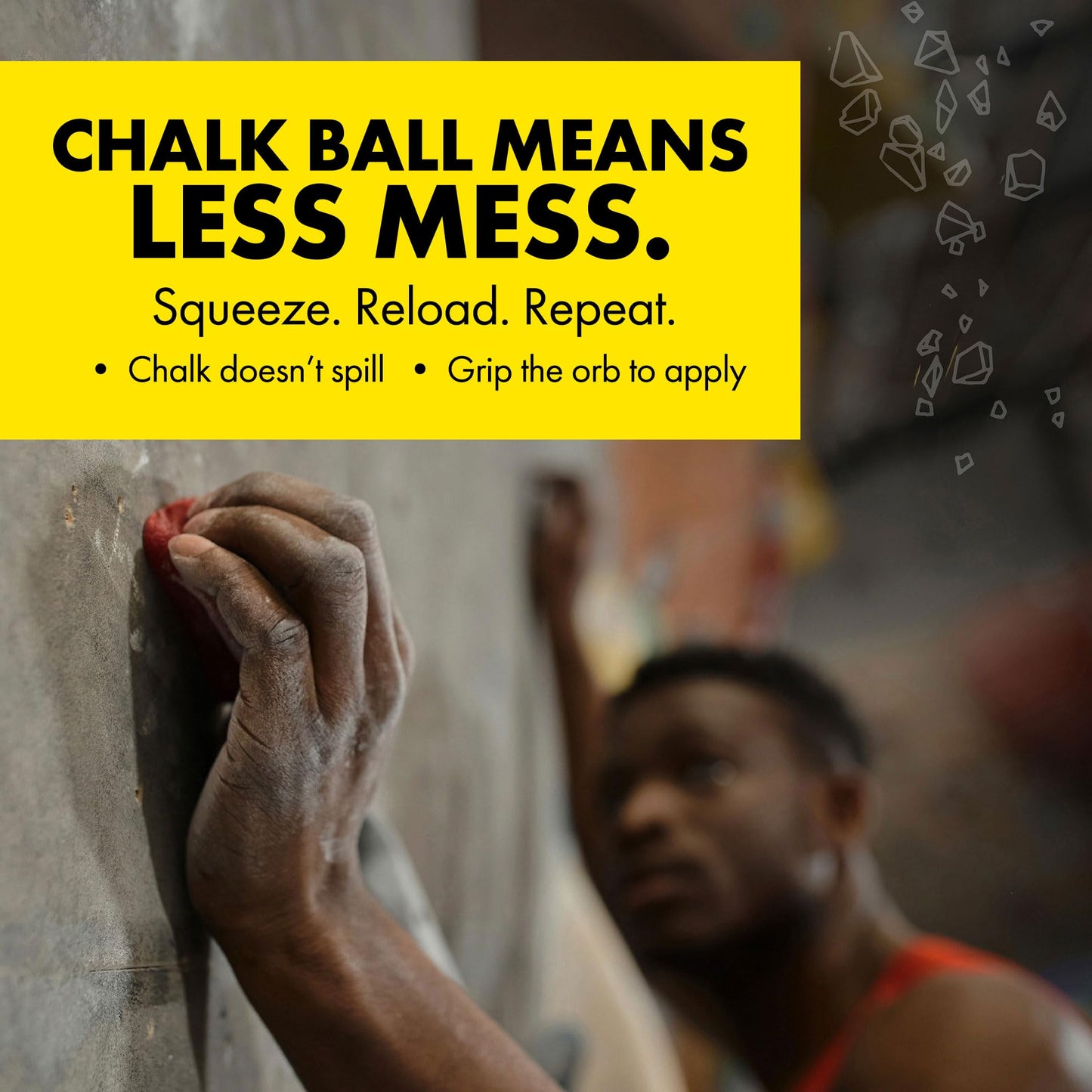 Death Grip Doom Stone Orb Refillable Chalk Ball – 2 oz (60g) Magnesium Carbonate Hand Chalk for Rock Climbing, Weightlifting, Gymnastics & Bouldering – Precision Grip, Low-Mess Chalk