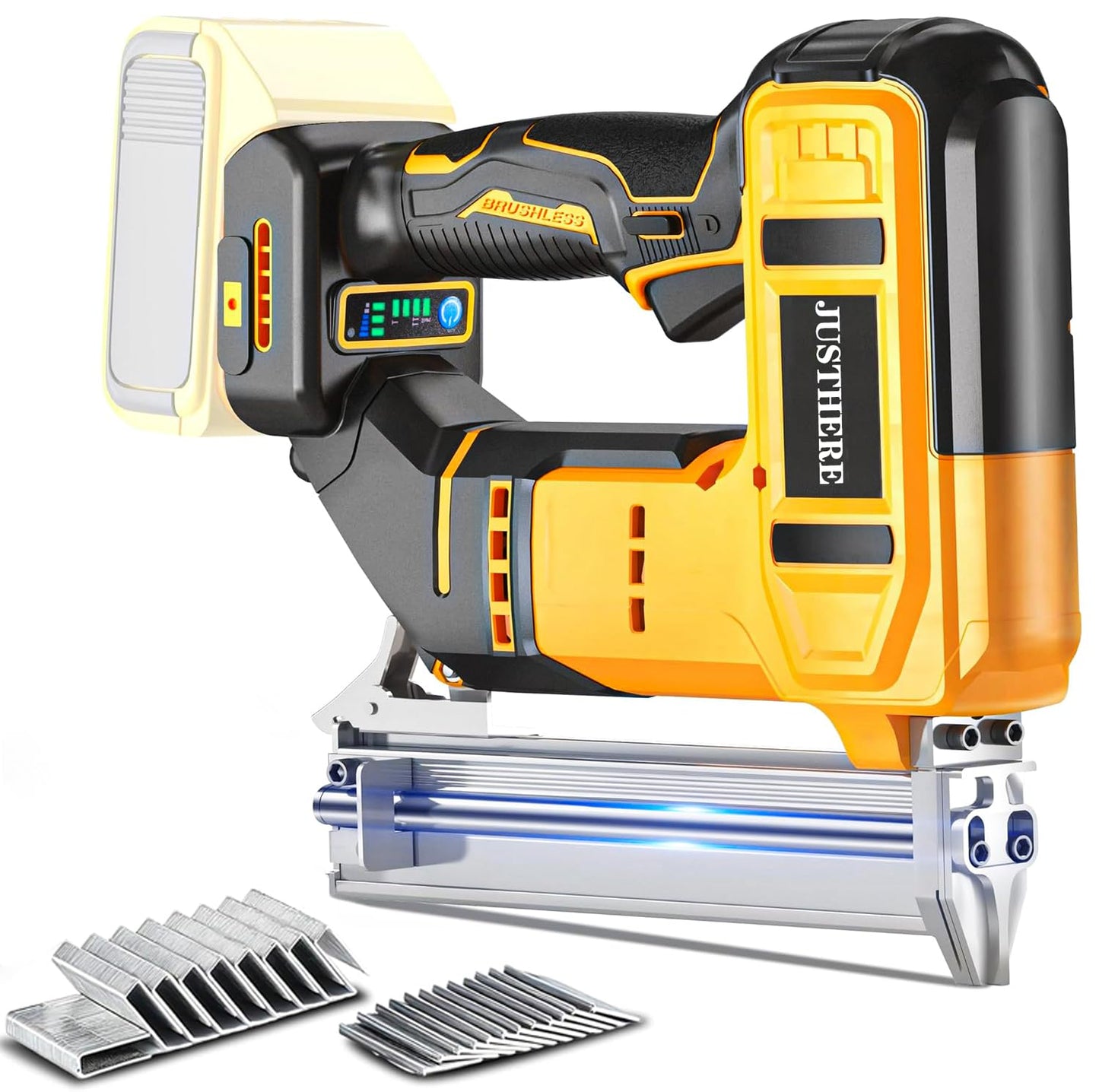 18 Gauge Cordless Brad Nailer & Staple Gun for Dewalt 20V MAX Battery, 2-in-1 Battery Powered Electric Nail Gun with 1000 Nails for Woodworking, DIY, Framing & Home Improvement (No Battery)