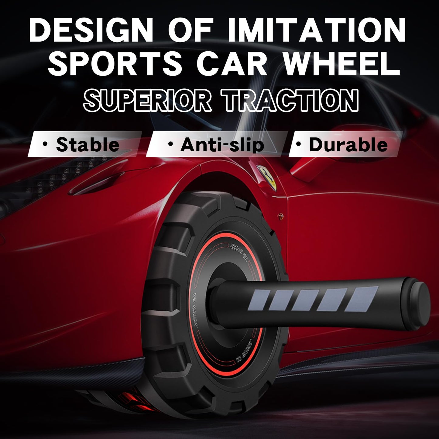 FEELCAT Ab Roller Wheel,Stable Wide Wheel For Beginner,Men,Women,Abs & Core Workout Equipment For Home Gym With Knee Pad,Abdominal Wheel For Full-Body Strength Training (Red wide wheel)
