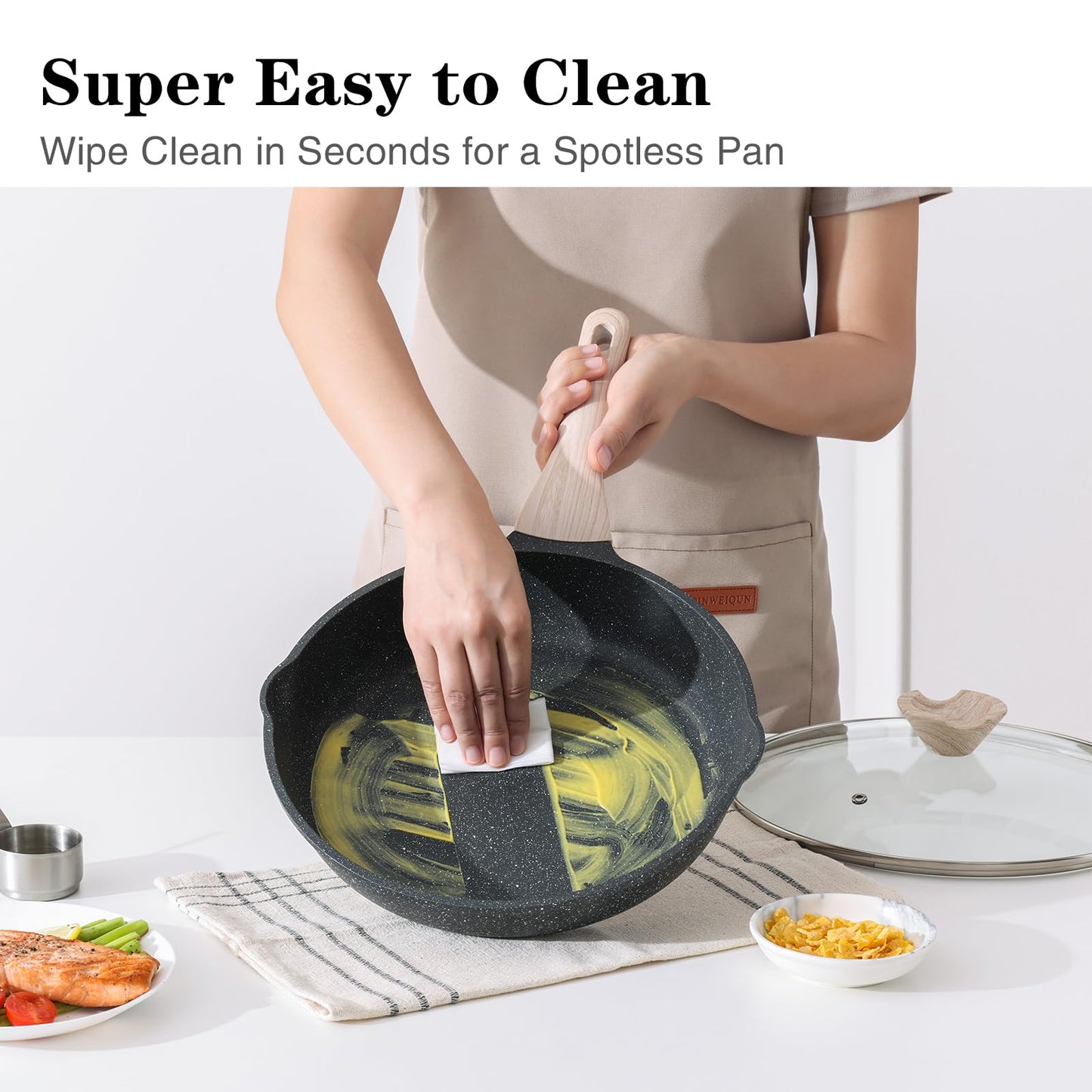 Kordisen Nonstick Frying Pan Set, 3 Piece Skillet Set, Healthy Induction Cooking Pan, Stay-Cool Handle, Compatible with All Stovetops, PFOA Free (8, 9.5, 11 Inch)