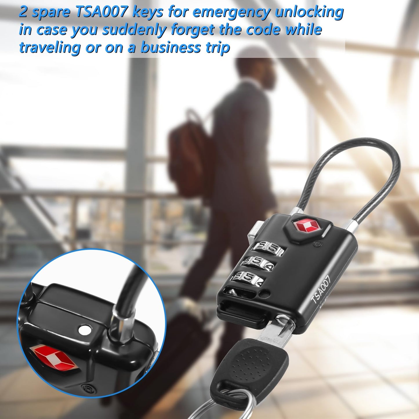 2 PCS TSA Locks for Luggage, Small Combination Lock,Luggage Locks TSA Approved, for Locker Lock, Travel Suitcase, Gun Case, Backpack Zipper, Ammo Can, with 2PCS Spare 007 Master Key