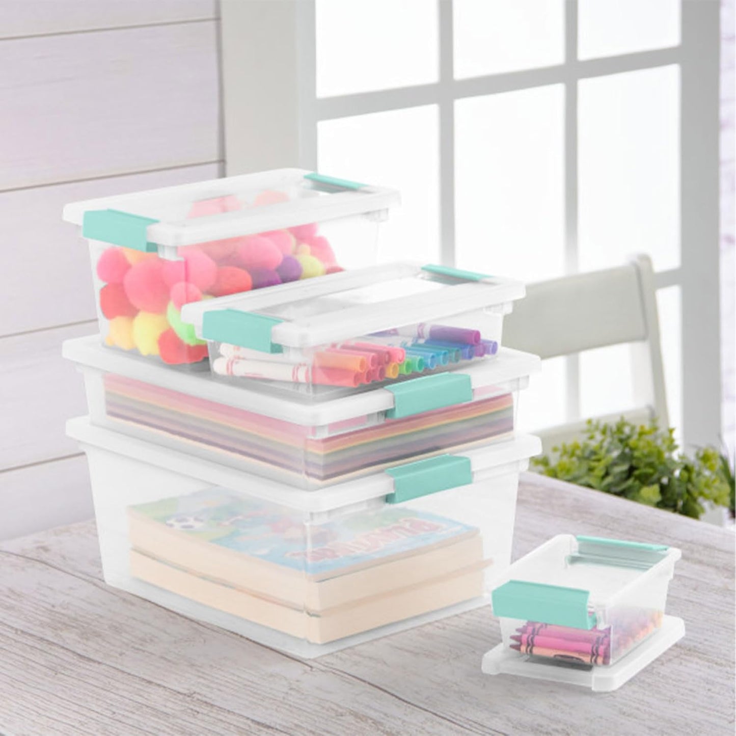 Sterilite Medium Clip Box - Stackable Storage Bin with Latching Lid for Organizing Home & Office | Clear
