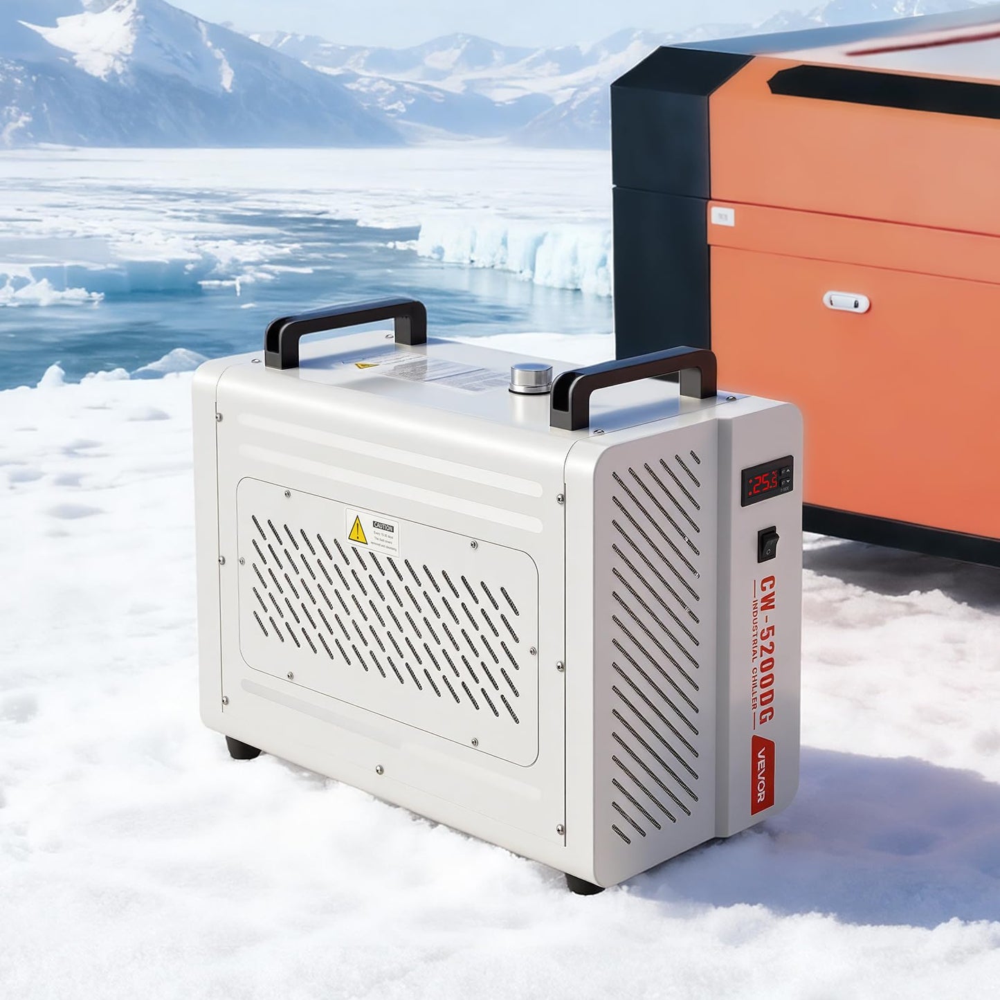 VEVOR Industrial Water Chiller, 5460 BTU/h, Industrial Water Cooler Cooling System with Compressor, 1.8  Gal Tank Capacity, 3.4 GPM Max Flow, Laser Chiller, for CO2 Laser Engraving & Cutting Machine