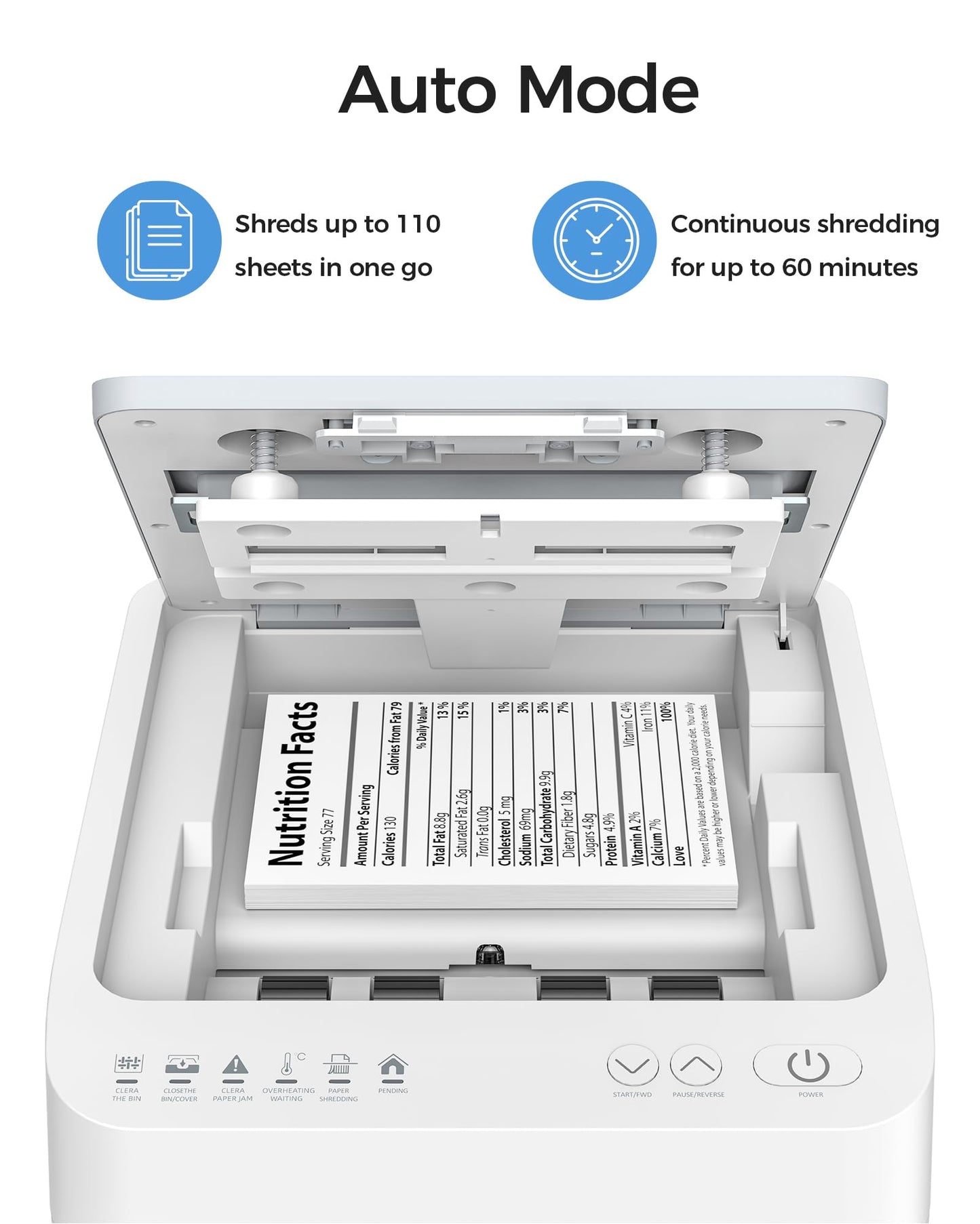 Locksworth 110-Sheet Micro Cut Shredder for Home Office, 6.9 Gallons Bin P-4 High Security Paper Shredder for Credit Card, Staple, Clip, Heavy Duty Commercial Shredders with Casters