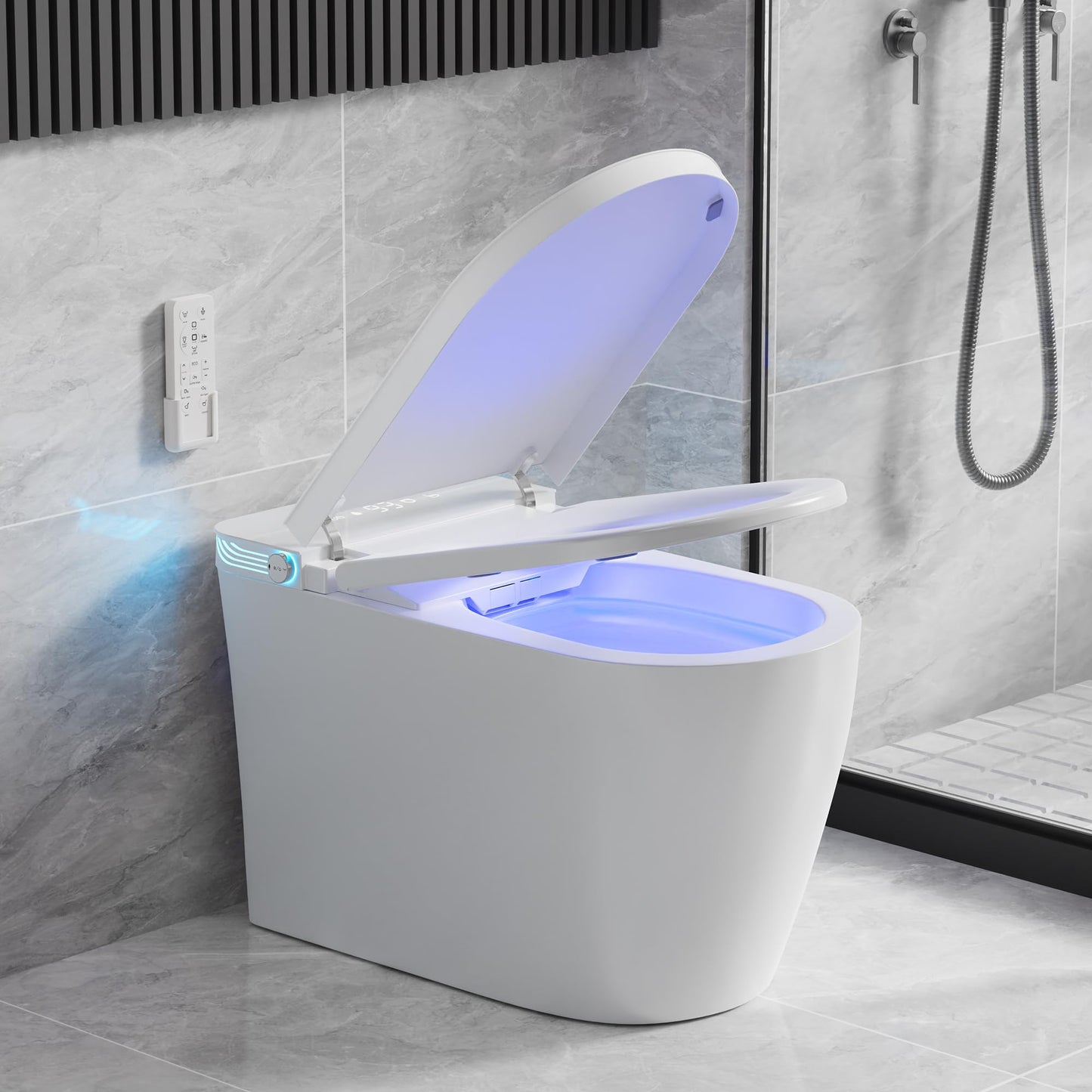 Smart Toilet with Bidet Built in, Elongated Toilet with Heated Seat, Dryer, Auto-Lift Lid, Soft Close, Electric Tankless Toilets for Bathroom with Auto Flush 1 GPF, MAP 1000g