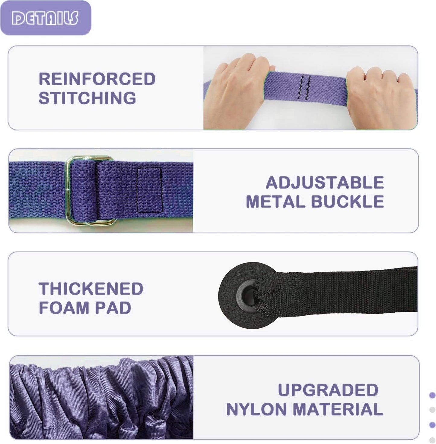 Elfzone Yoga Door Swing - Leg Stretcher Strap,Yoga Stretching Strap,Backbend Training Rope with Door Anchor, Flexibility Trainer Stretching Equipment Assist Stretch Strap for Fitness Gymnastics Dance Aerial Ballet (purple)