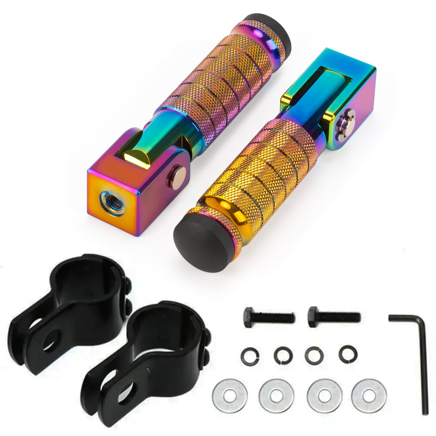XINGWU M8 Motorcycle Foot Pegs 90 Degree Foldable Footpegs CNC Anti-Skid Footrest for Yamaha Honda Suzuki Aprilia Electric Car Motorbike Mini Bike Dirt Pit Bike Passenger Pedal Colorful