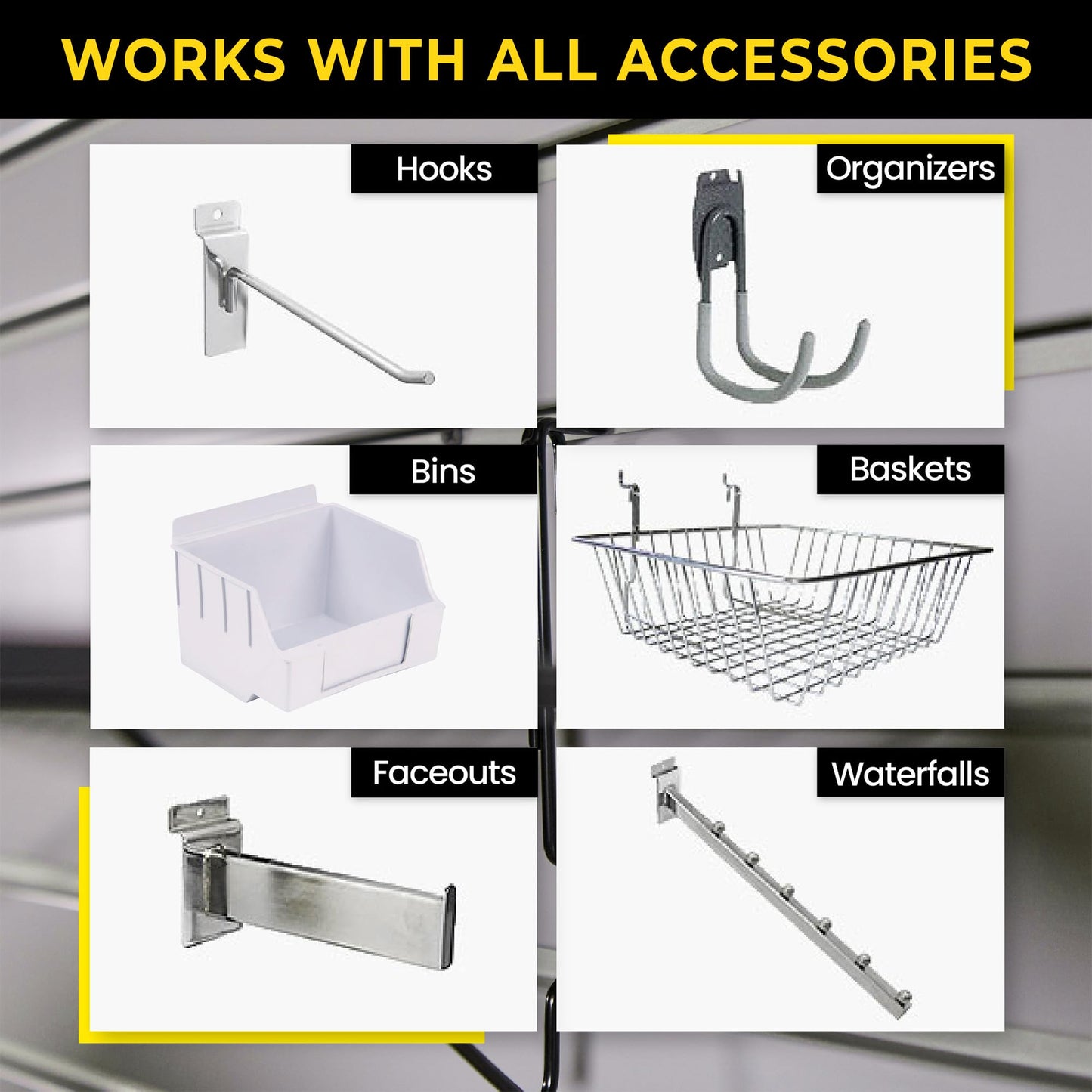 Heavy Duty 4'H X 8'W PVC Garage SlatWall Storage System (with Endcaps & Screws) - Modular Slat Wall Paneling for Garage Wall Organizer - Interlocking SlatWall Panels for Home & Commercial Use (Grey)