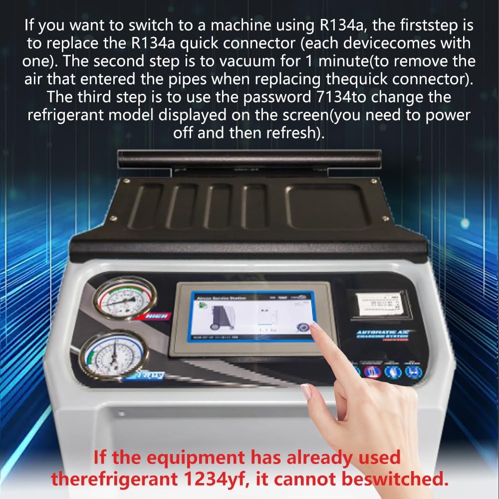 AC2100 Automatic Refrigerant Recovery & Recharge Machine, Compatible with R134a or R1234yf Dual Refrigerants for Automotive AC Systems