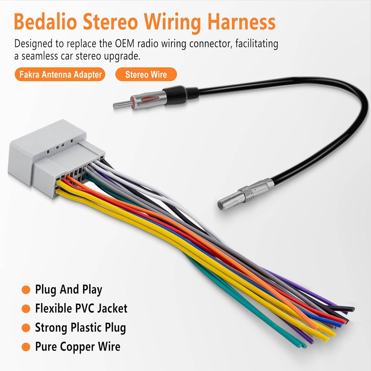 Bedalio 2003-2007,Dodge 2002-2007, 2000-2007 Radio Wire Harness with Antenna Adapter Plug Compatible with Jeep ram