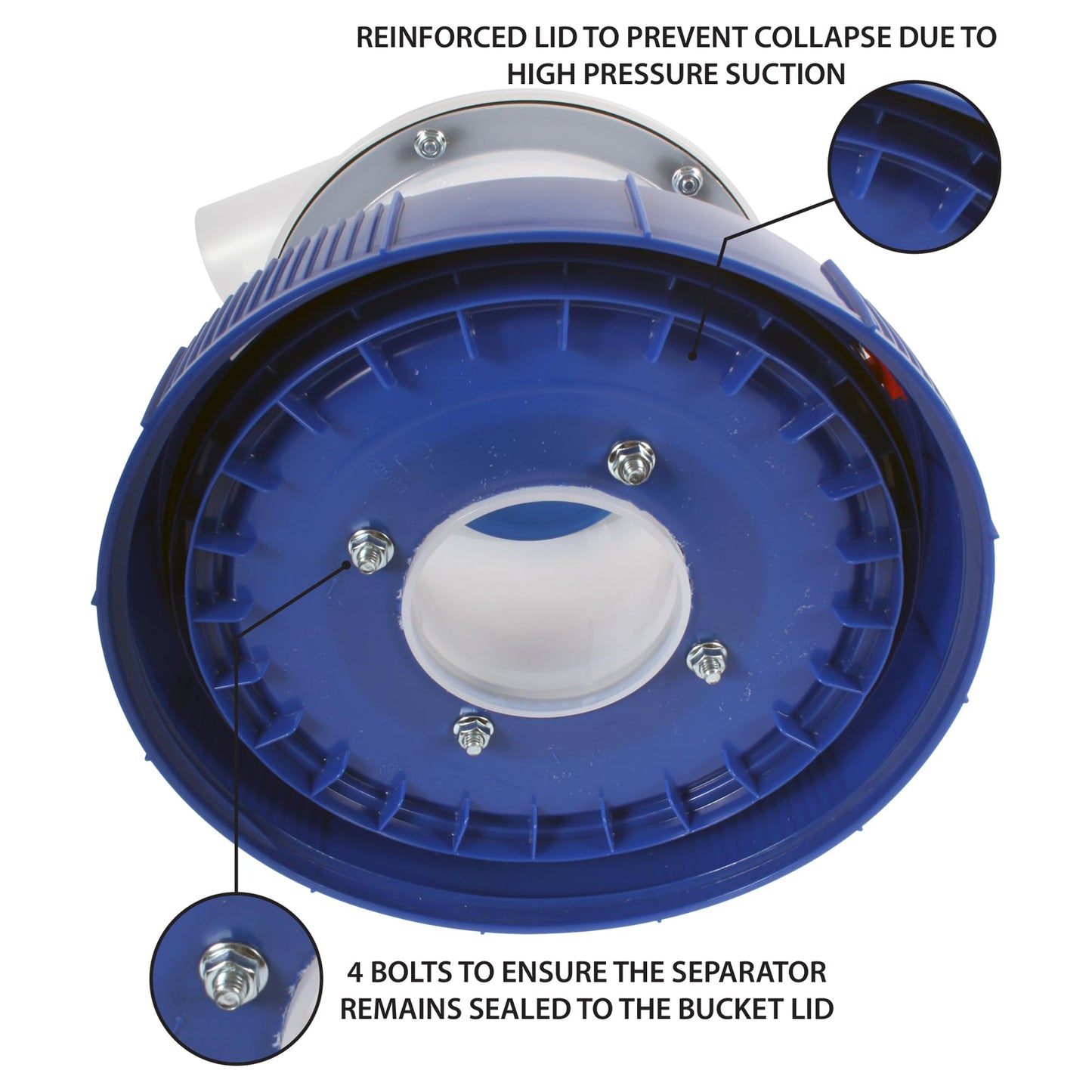 Assembled Quick Click Separator with 5 Gallon Locking Bin and 10 Ft. Commercial Dust Collection Hose