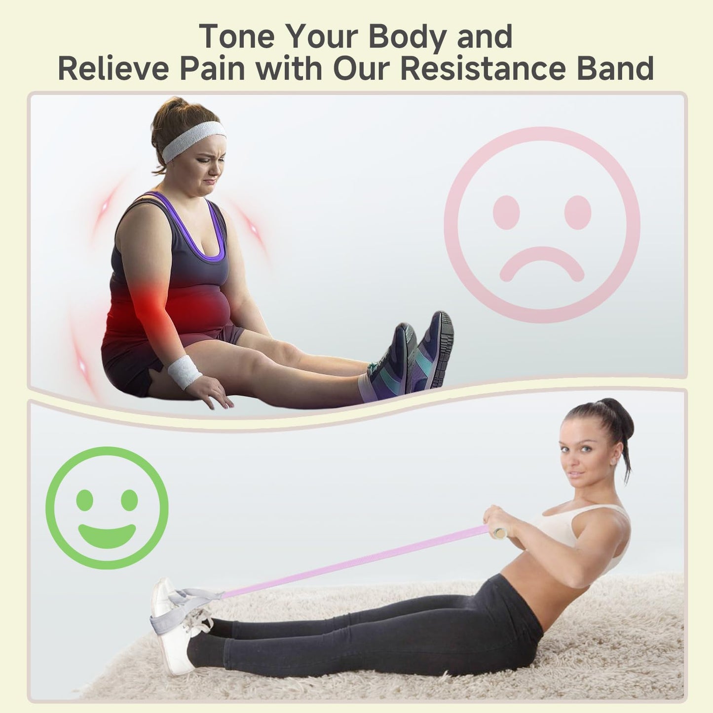 Resistance Band with Handles, VANiGO Elastic Exercise Band Resistance for Working Out 120lb Stretch Band for Exercise at Home Gym Workout Band for Body Stretching Muscle Training-Purple