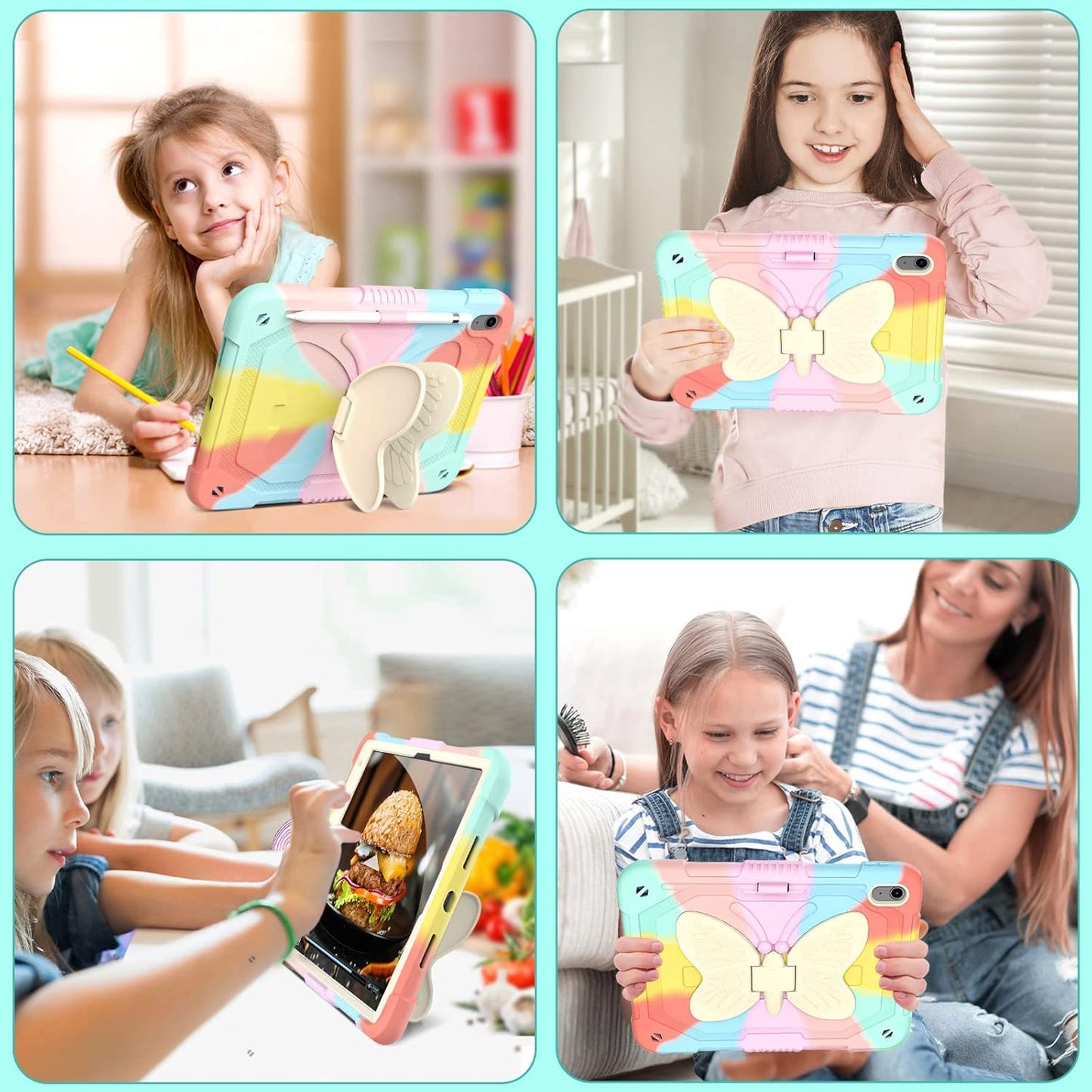 Ambison (A16) 11th/10th (2025/2022) 11''/10.9'' 9H Case for iPad Generation for Kids Girls with Tempered Glass Screen