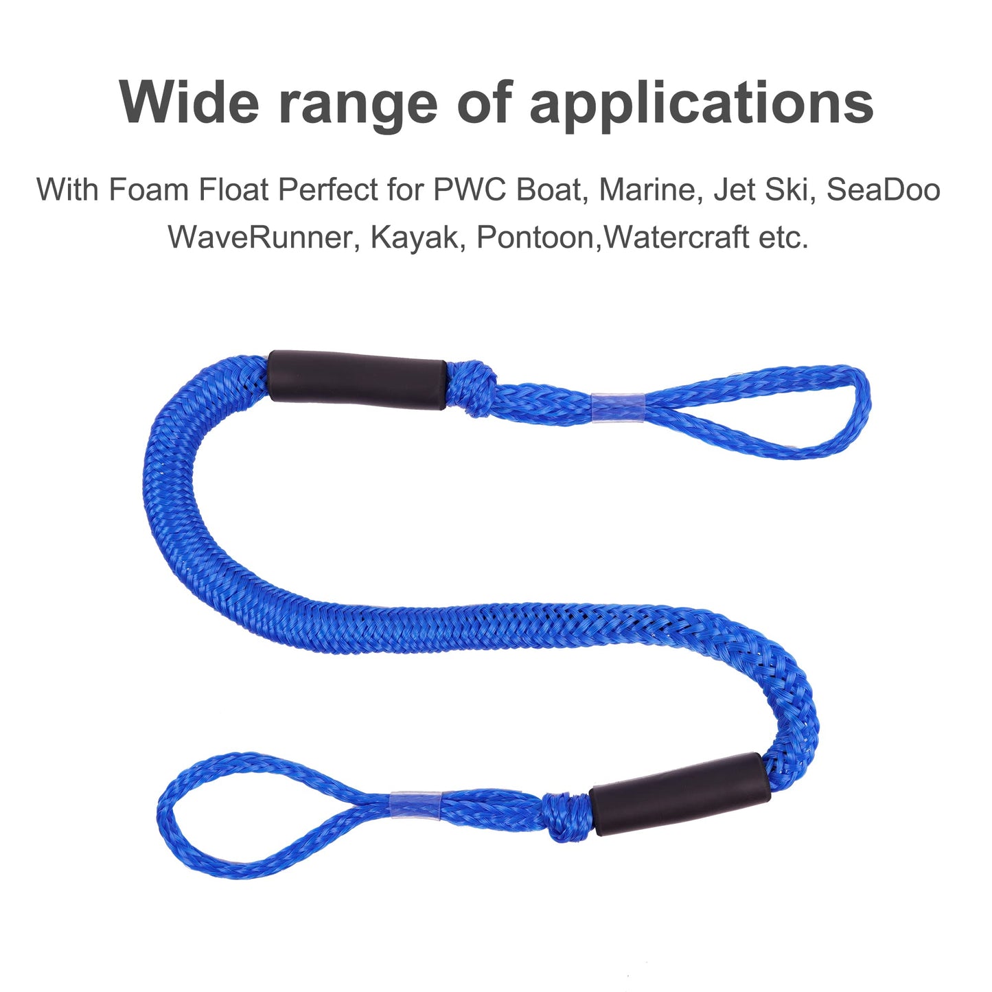 Bungee Dock Lines - Boat Accessories - 4 Feet Shock Cords Docking Rope Mooring Rope for PWC,Jet ski,Pontoon,Kayak,Canoe,Power Boat,Watercraft (Blue)