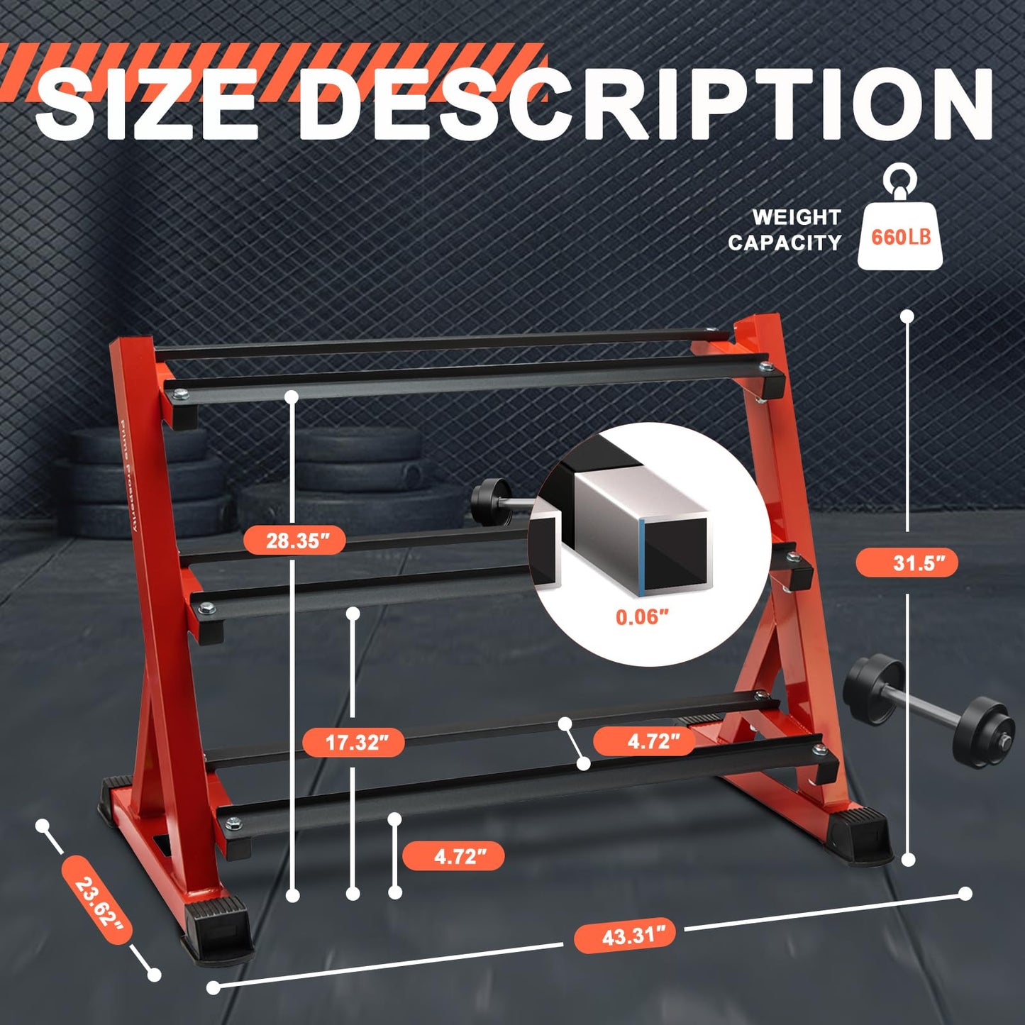 Prime Prosperity Dumbbell Rack 3 Tier Heavy Duty Weight Organizer Dumbbell Storage Stand Holder 1100lbs Capacity Quick Assembly Dumbbell Weight Storage Rack For Home Gym, Red (Rack Only)