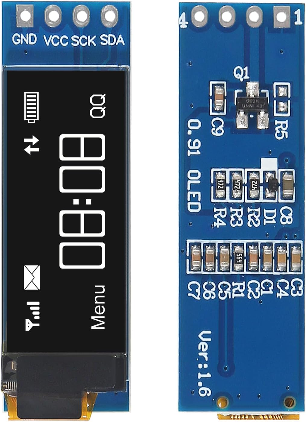 XIITIA 6pcs 0.91 inch I2C SSD1306 128x32 30pin OLED IIC Display Module LCD Screen Driver with Dupont Cables for Arduino