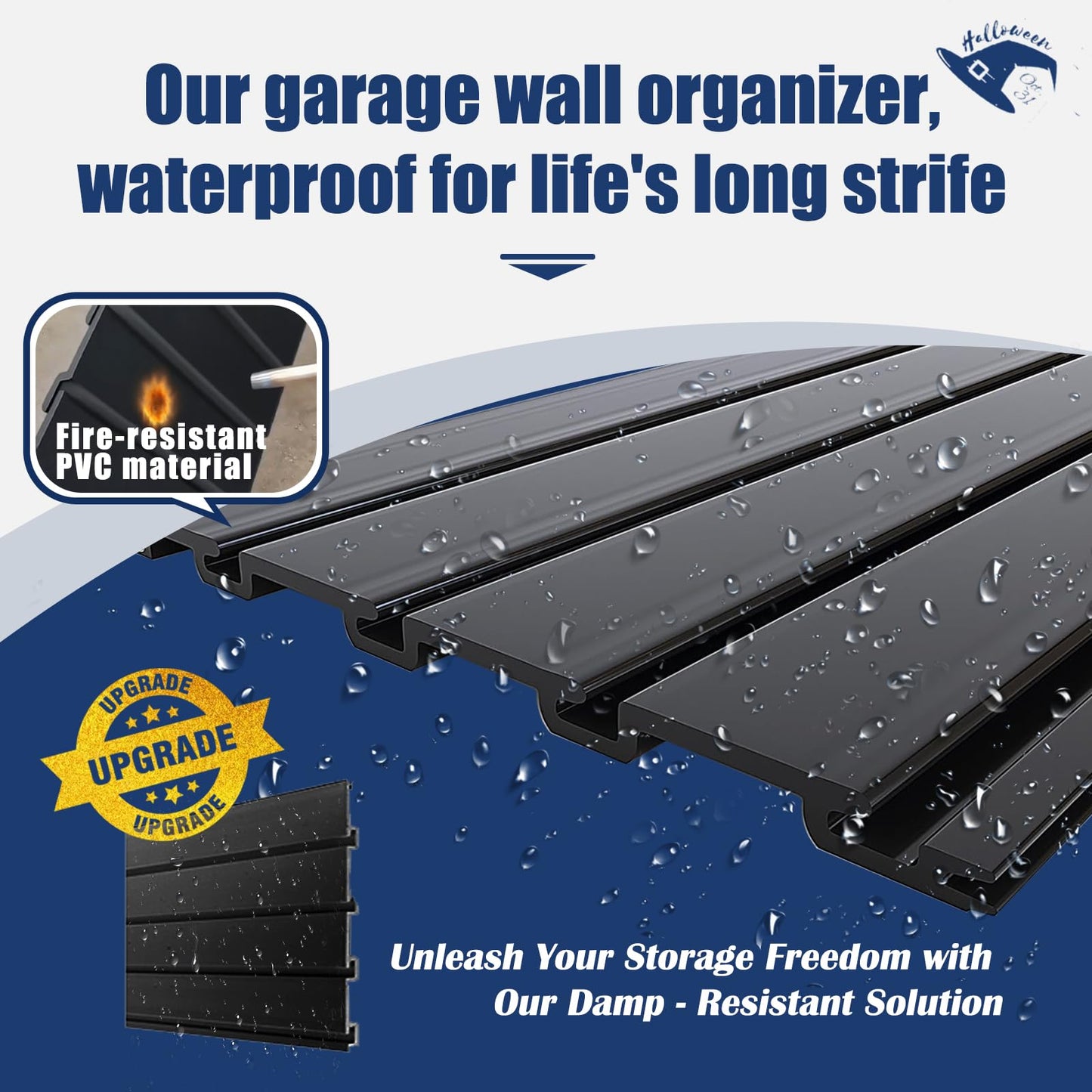 2026 Garage Organization: PVC Slatwall Panels 4x8 ft – Garage Storage Wall System, Heavy Duty Tool Organizer Wall Mount, Waterproof Garage Wall Panels, Easy DIY Install with 3 Hooks (8 Pack of 1x4ft)