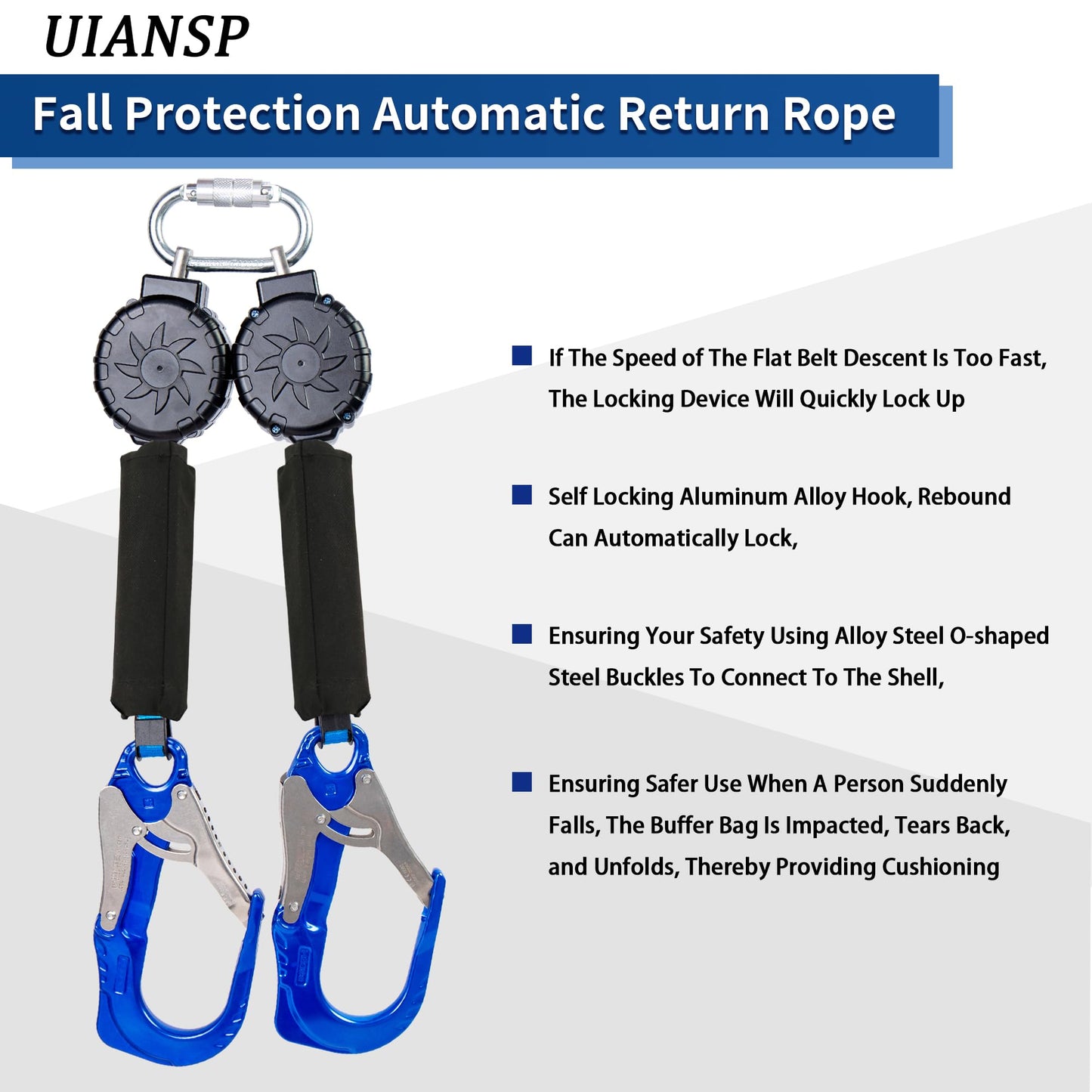 UIANSP 6ft Self Retracting Lifeline Retractable Fall Arrest Construction Roofing/Fall Protection Retractable Safety Lanyard External Shock Absorber Fall Arrest Safety