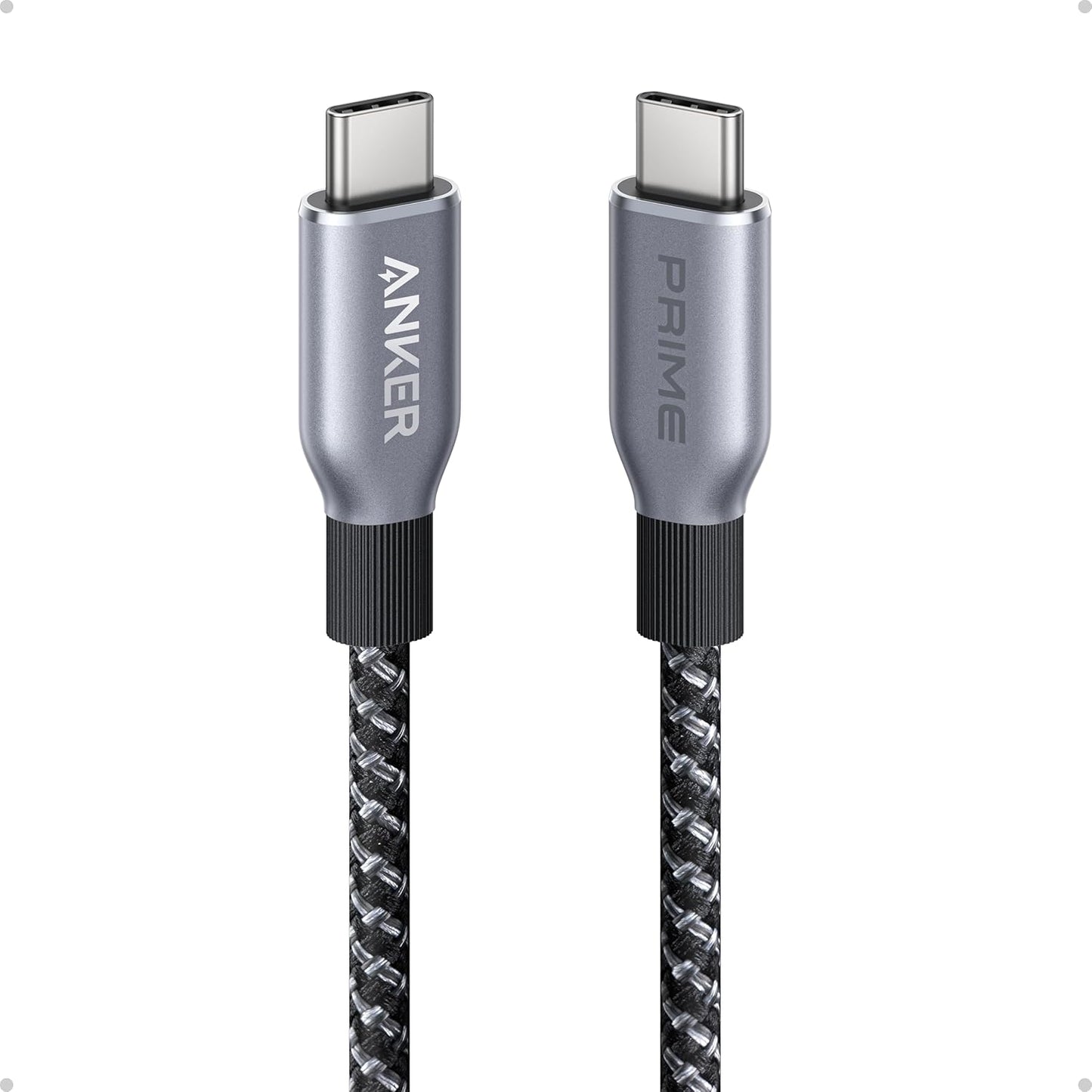240W 100-Year 17 S24(3 Anker Prime USB C to USB C Cable, Fast Charging Cord, Upcycled-Braided Nylon with Bend
