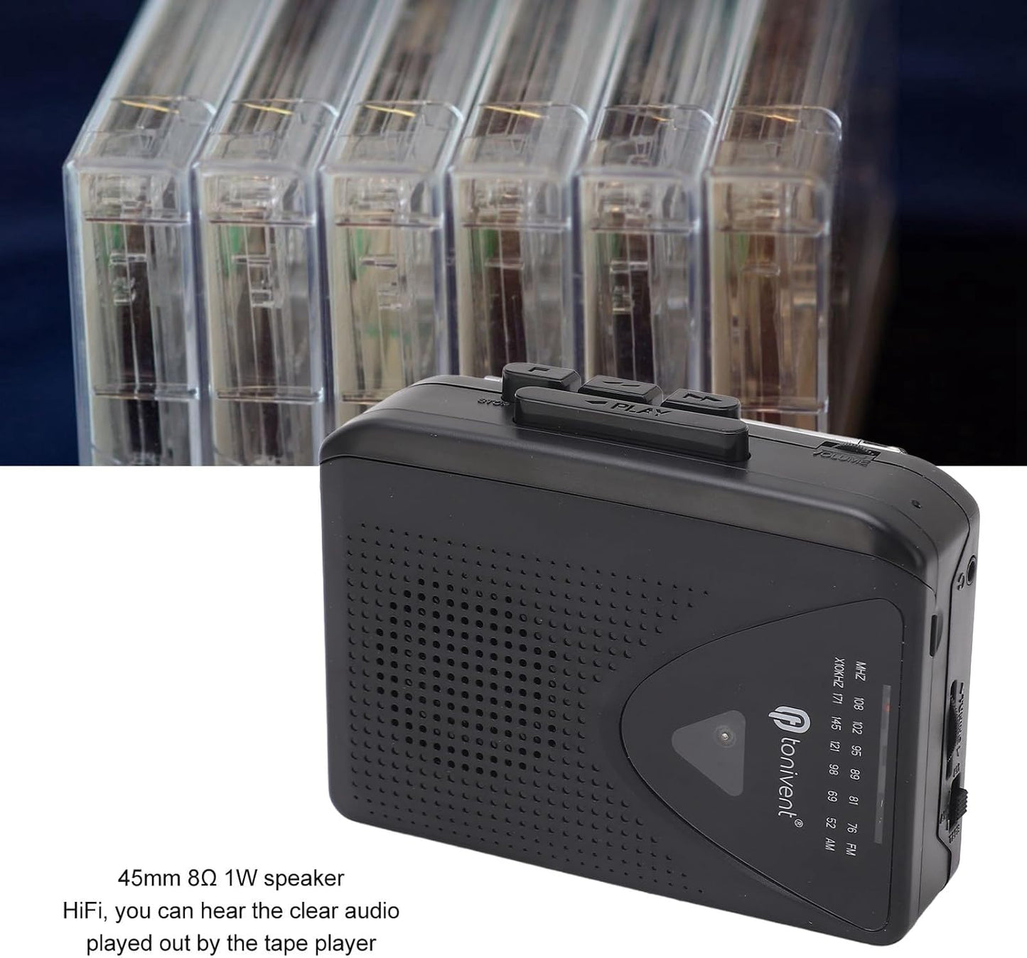 Locadence Cassette Cassette MP3 3.5mm Portable Player, FM AM Radio Stereo Tape Player with Jack and Speaker Support