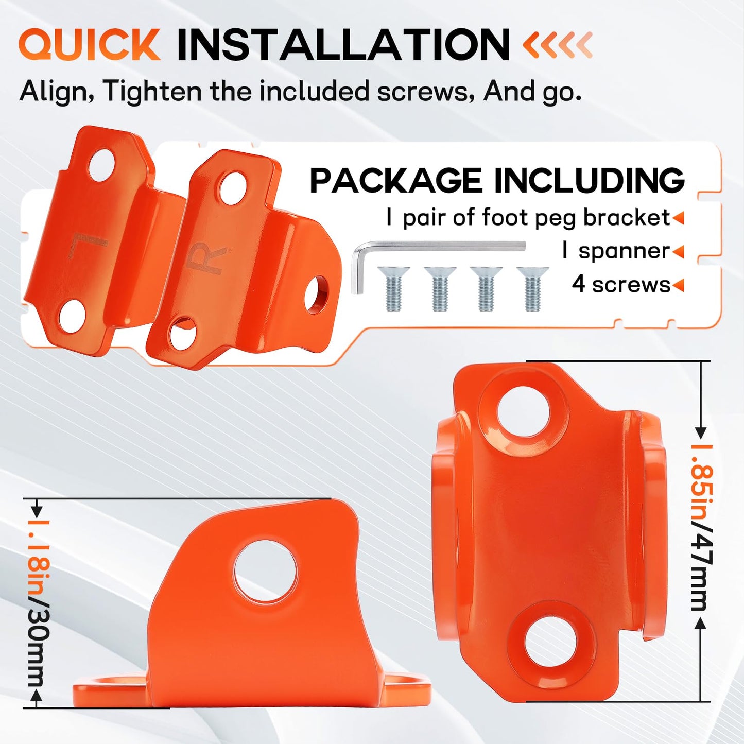 MurDvll Electric Dirt Bike Foot Pegs Bracket Holder Compatible with Tuttio Soleil 01, Stainless Steel Footpegs Mount Footrest Bracket for tutti soleil 01 Accessories (Orange)