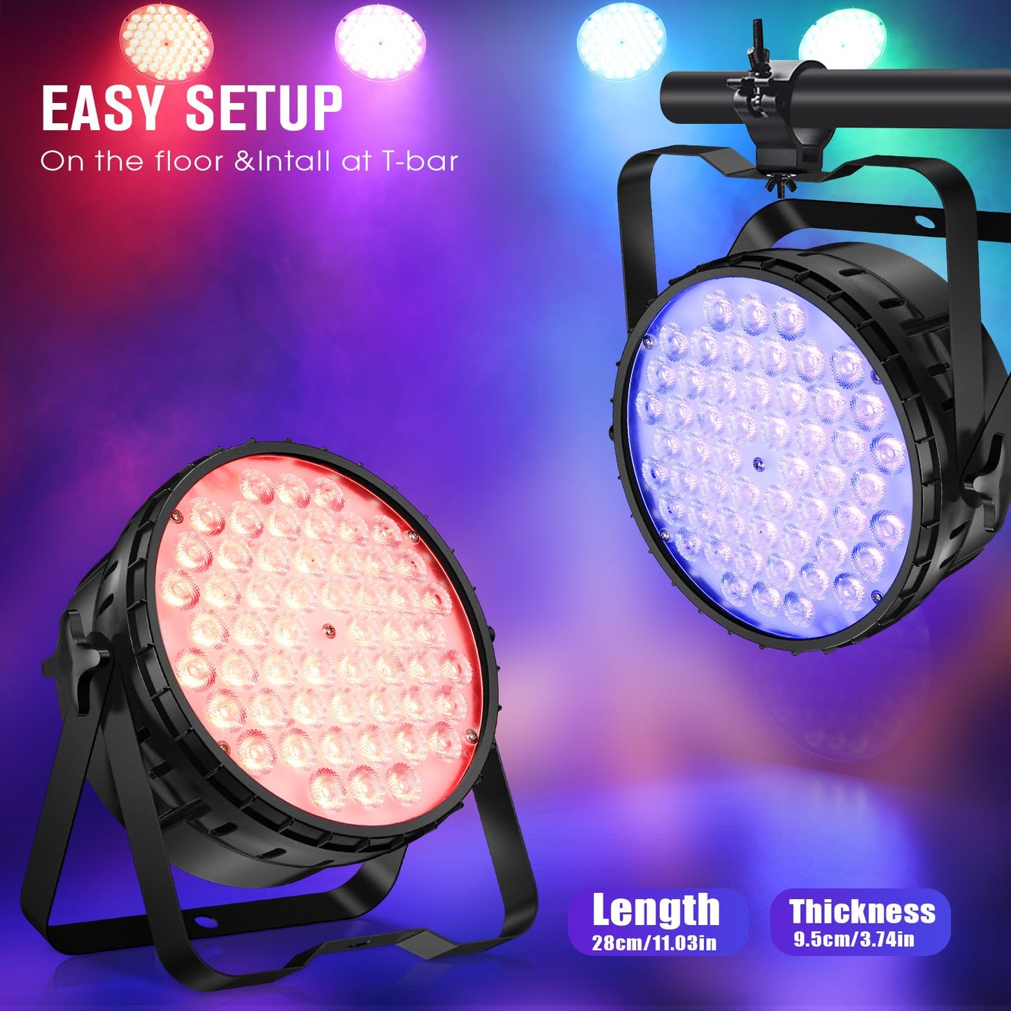 Betopper 54 * 4W High CRI Par Light, CRI/RA>90 RGBW 4 in 1 Ultra-Bright LED Stage Lights,Up to 5500Lm Party Light, Party Disco DJ Lights for Photography Video Wedding Show, 2 Packs