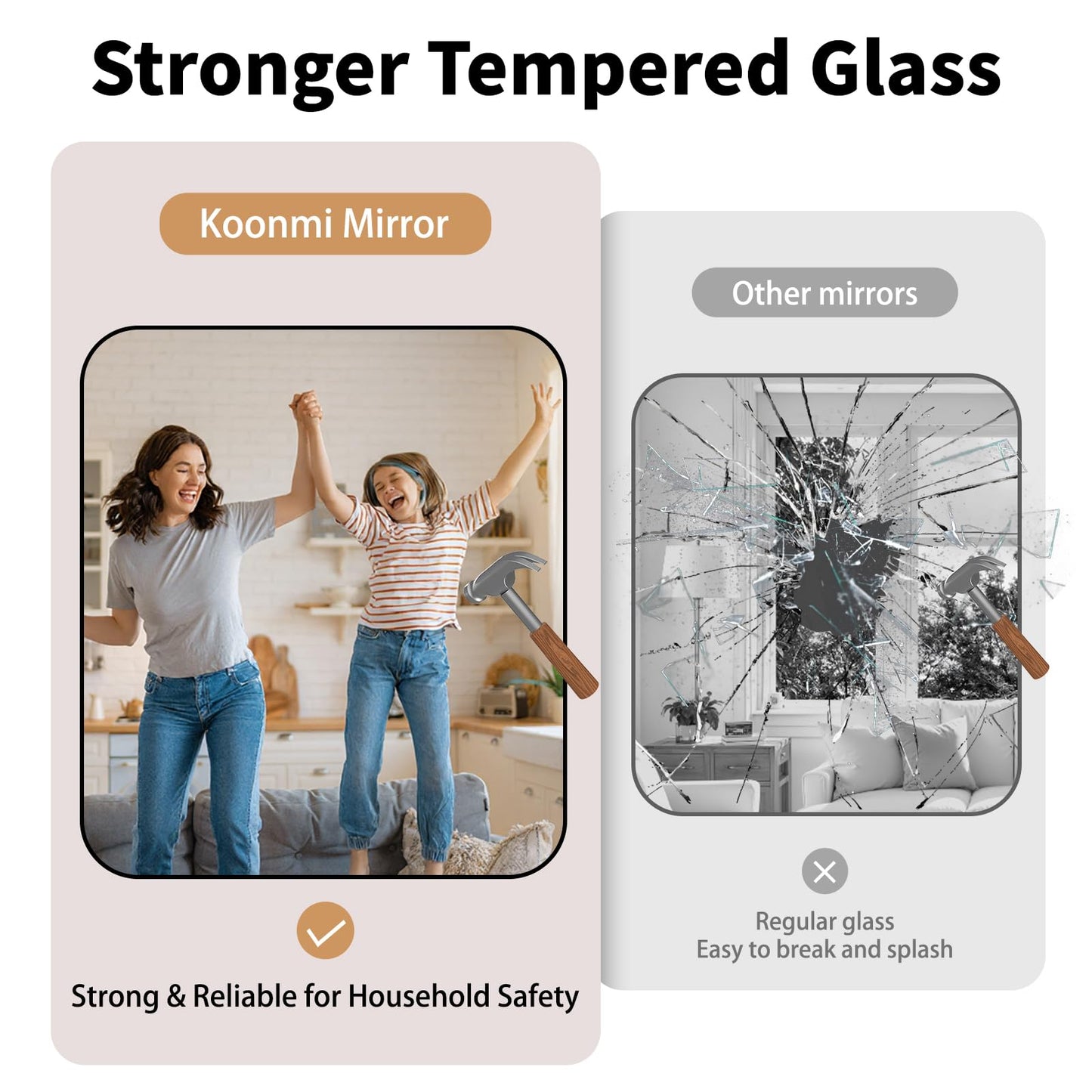 Koonmi Black Framed Bathroom Mirror - 30x36 Inch Shatterproof Tempered Glass Vanity Mirror for Bathroom Sink, Wall Mounted with Matte Aluminum Alloy Frame, No Distortion, Modern Decor