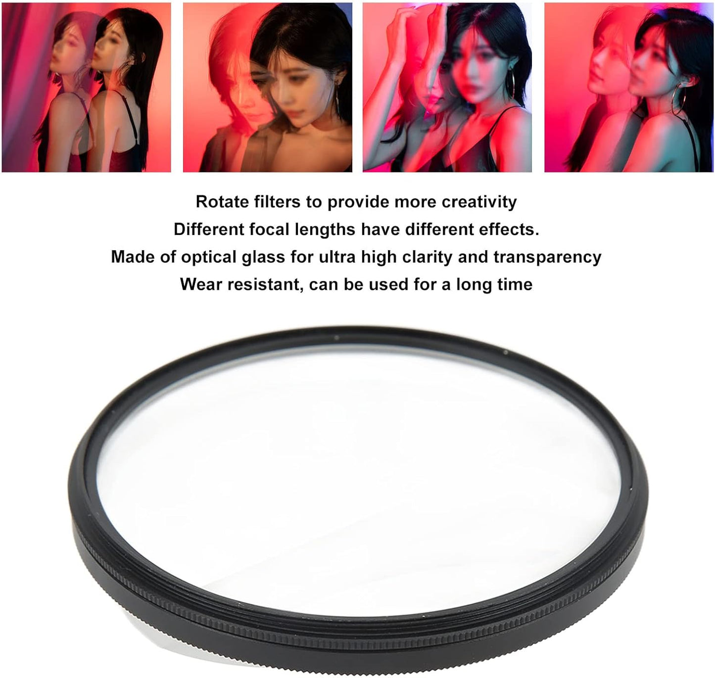 FAUOSWUK Filter,77mm 2.8-7.0) Photographic Effect Photography Prism with,Double Sided Camera Filter Effect for Selfie
