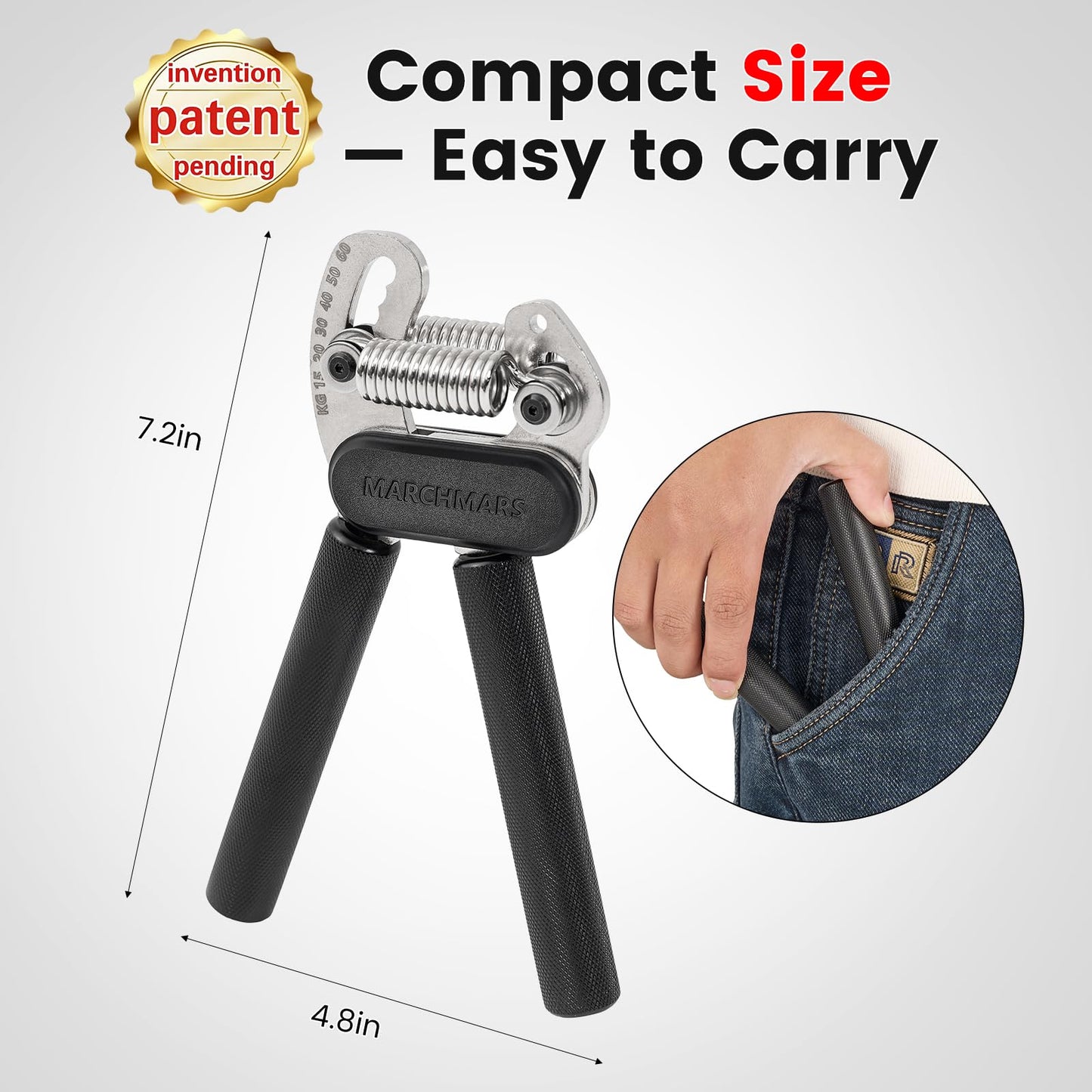 MARCHMARS All-Metal Dual Spring Grip Strength Trainer, Forearm Strengthener, Hand Gripper Strengthener Adjustable Resistance(33-132Lbs) - Ideal for Grip Strength, Muscle Building, Recovery