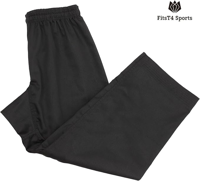 FitsT4 Sports Karate Pants 8oz Middleweight Elastic Waist Martial Arts Pants Perfect for Training or Competition, 000-5