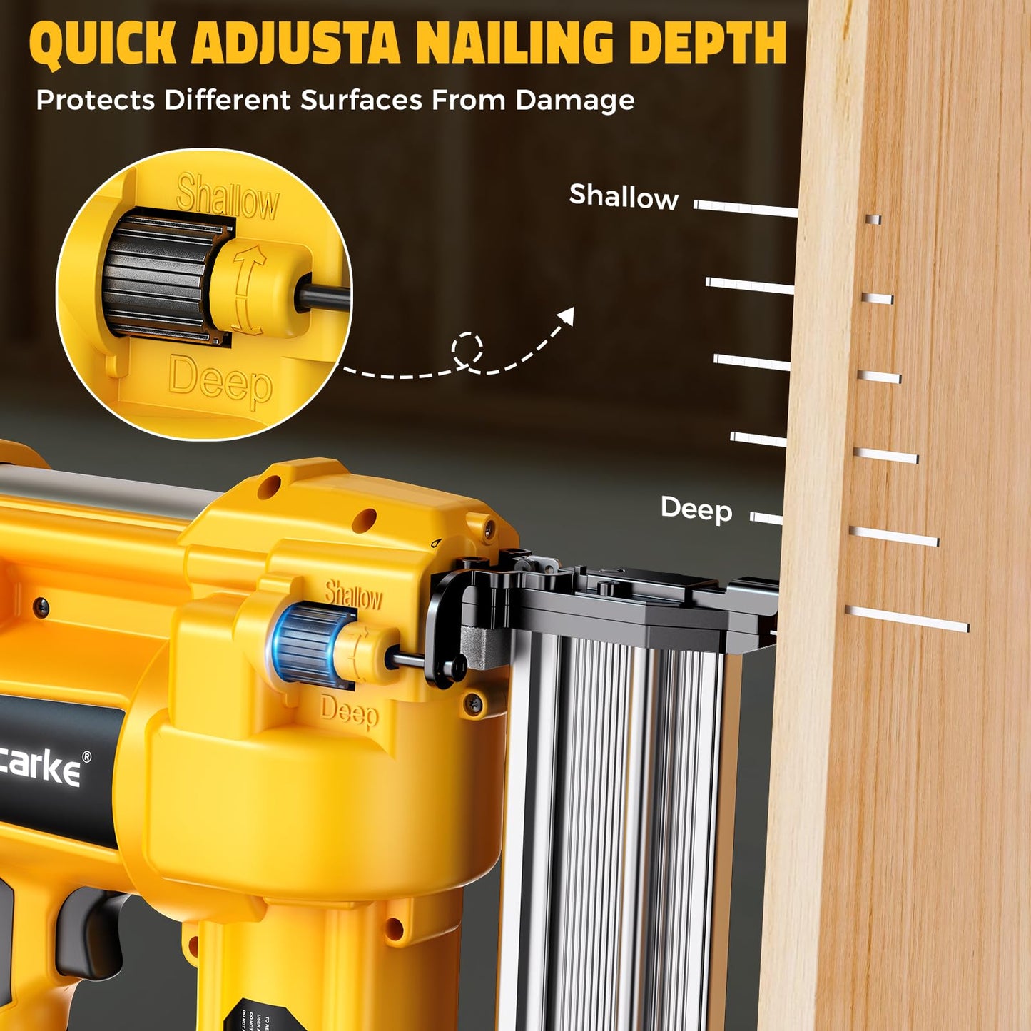 Ecarke Cordless 2" Brad Nailer Compatible with DeWalt 20V Battery(Tool only), 2 in 1 Electric Nail Gun Staple Gun with 18GA Nails, Power Nail Gun for Trim Wood Crafting Home Carpentry, 7.2LBS