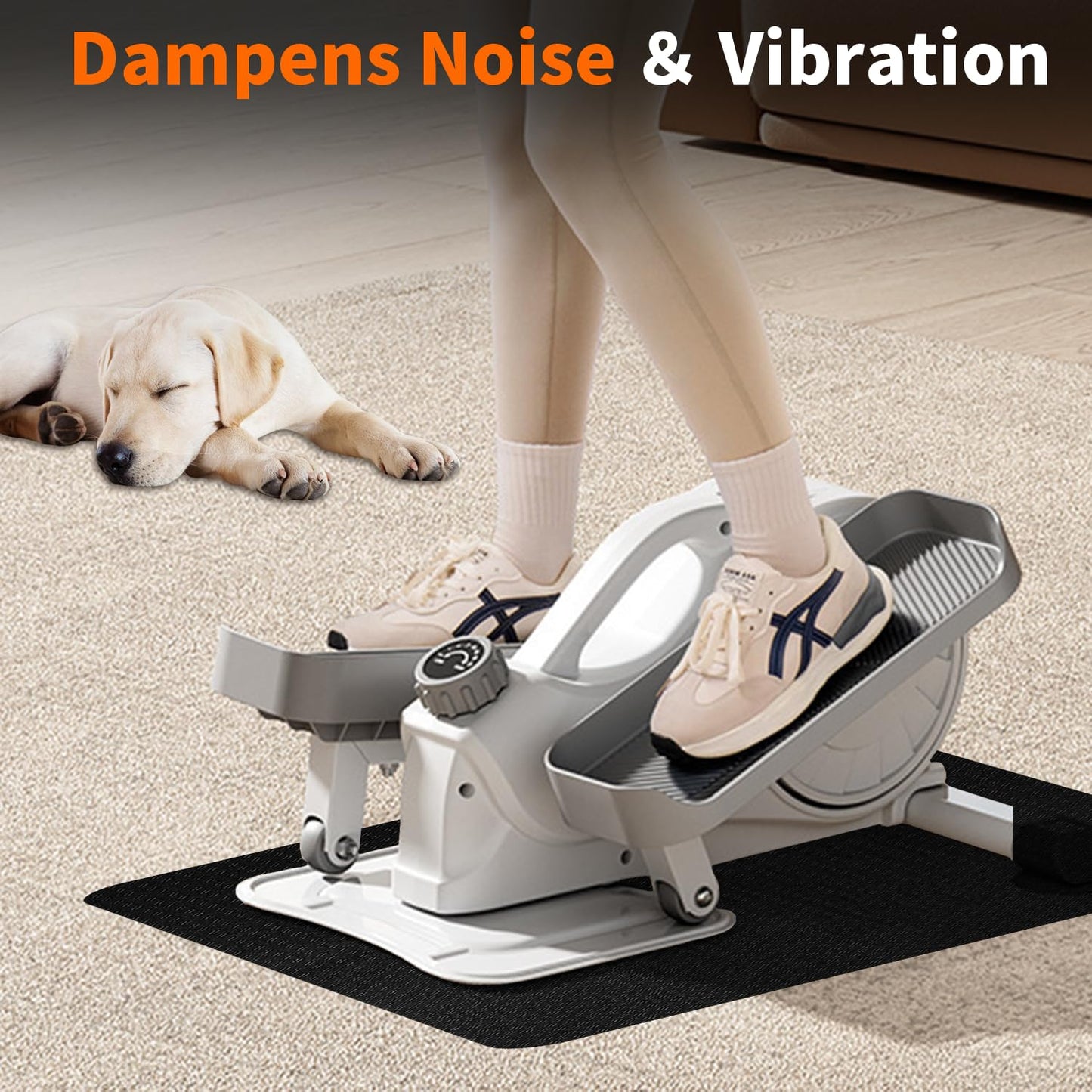Double-Sided Non-Slip Workout Mat for Elliptical Machine, 23.6" x 17" Stepper Mat for Under Desk Ellipticals & Pedal Exercisers, Stability & Floor Protection, Vibration Plate Mat Compatible