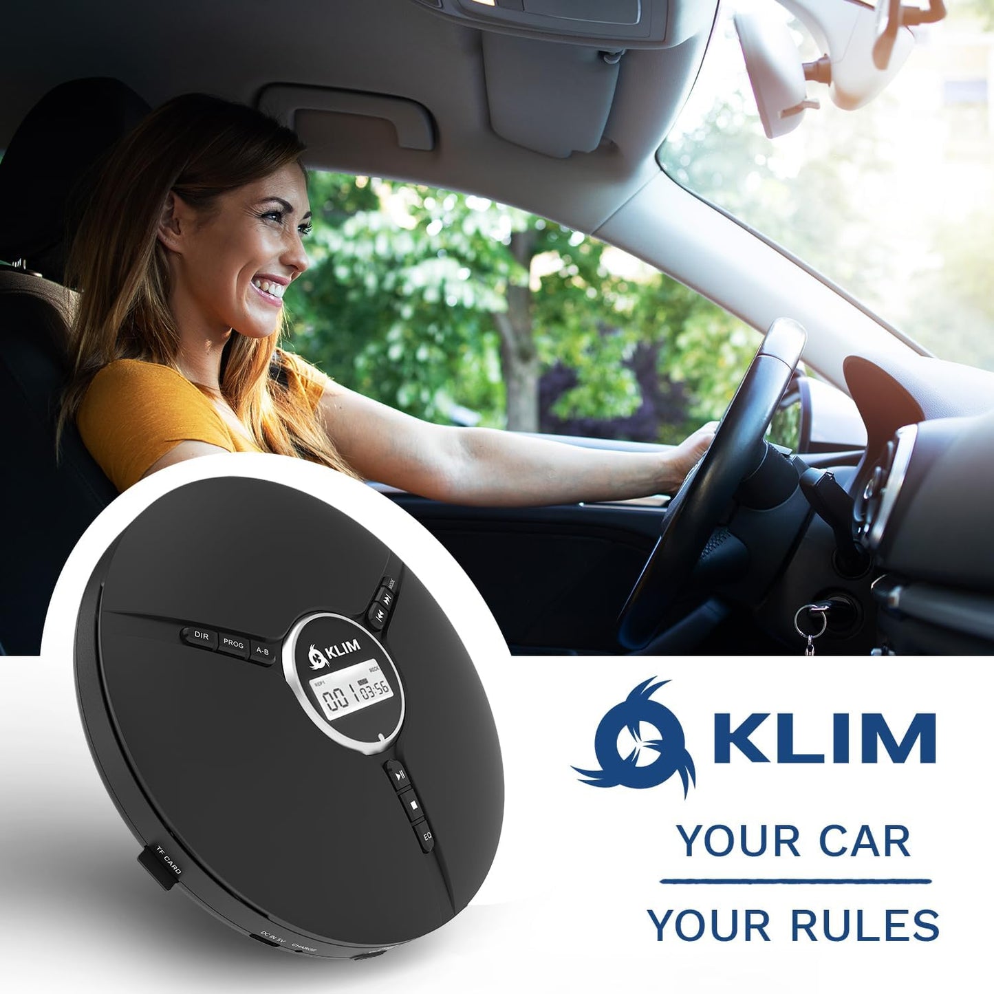 KLIM Discman MP3, 5 Portable CD Player with Headphones, Built-in Battery - New Version - CD Players for Home, Car