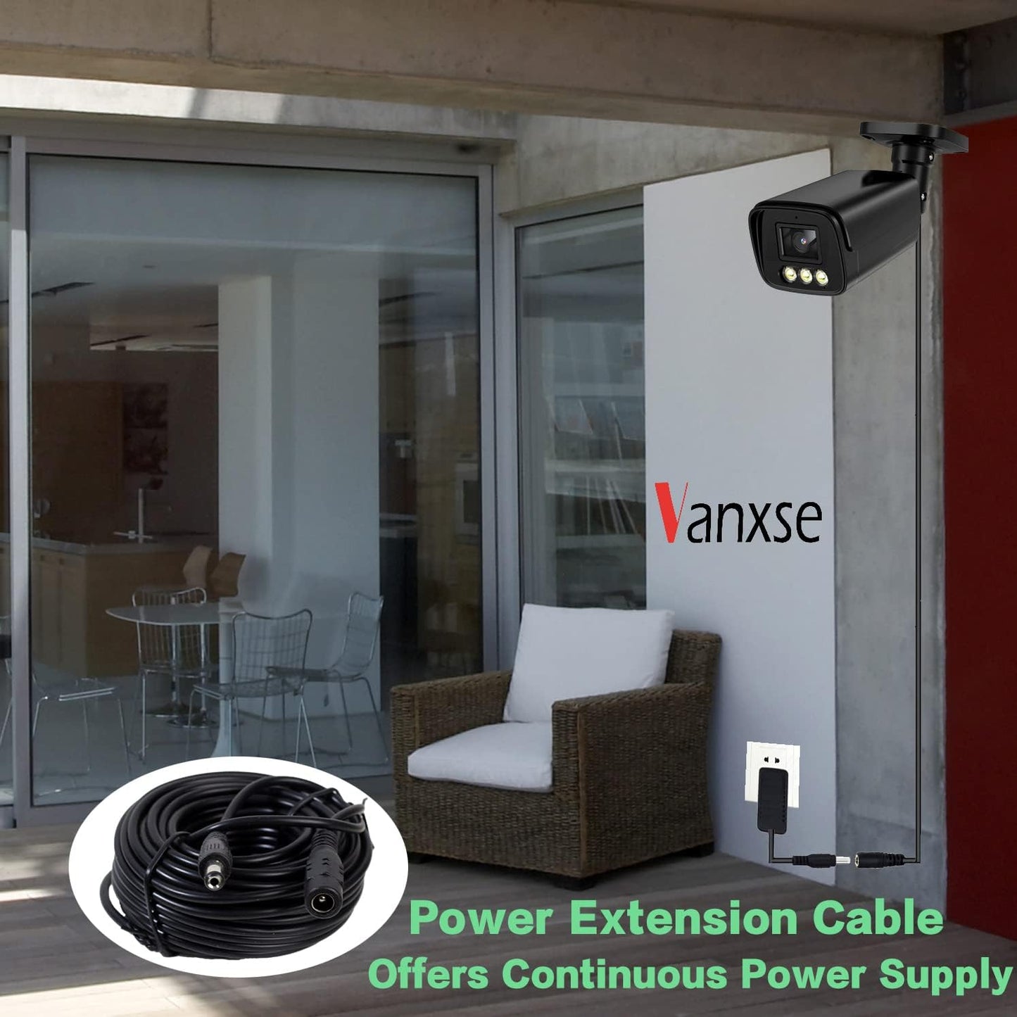 Vanxse 12v 2.1x5.5mm (20Meters-65FT) Dc CCTV Power Extension Cable for CCTV Security Camera WiFi IP Surveillance Camera