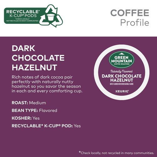 Green Mountain Coffee Roasters Dark Chocolate Hazelnut Coffee - 96 Keurig Single Serve K-Cup Pods