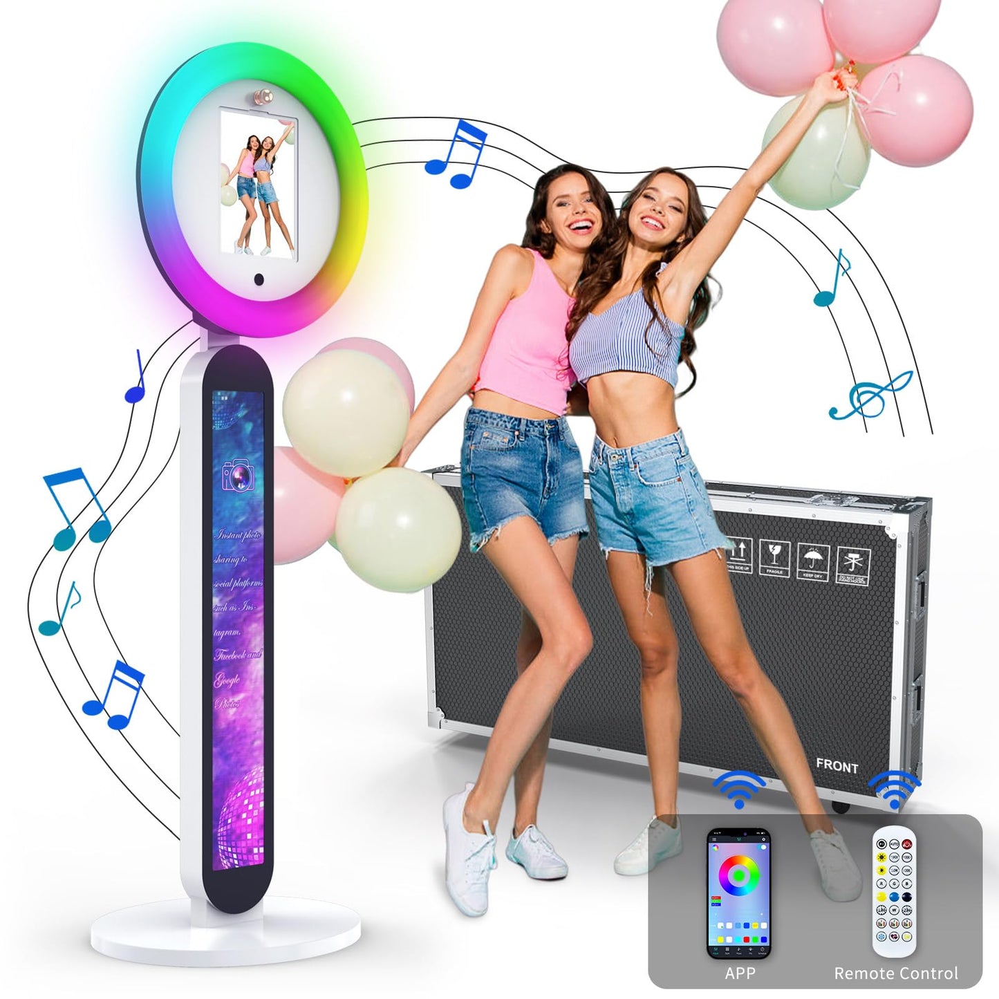 Portable Photo Booth, Photo Booth Shell Stand Provide Cyratok PhotoBooth Software,Flight Case,Free Custom Logo,Selfie Booth Machine Photo with Any Ipad Perfect for Parties Wedding Events Rental