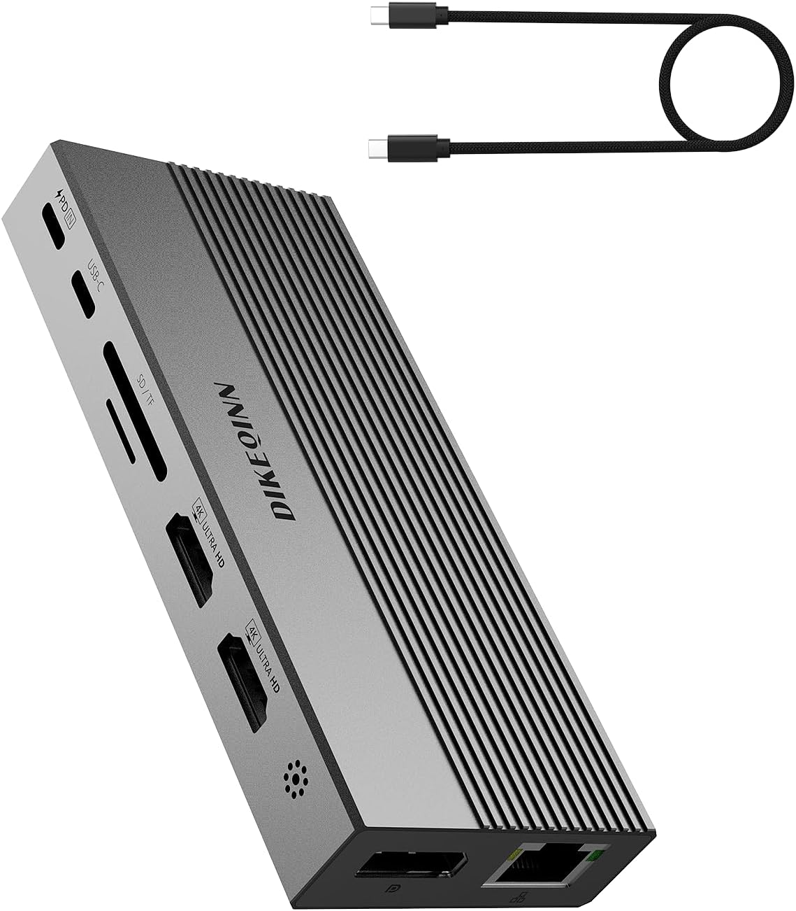 DIKEQINN 13-in-1 4K 100W 5Gbps USB C Docking Station: Triple Display, Power Delivery, Data Ports, SD/MicroSD Slot