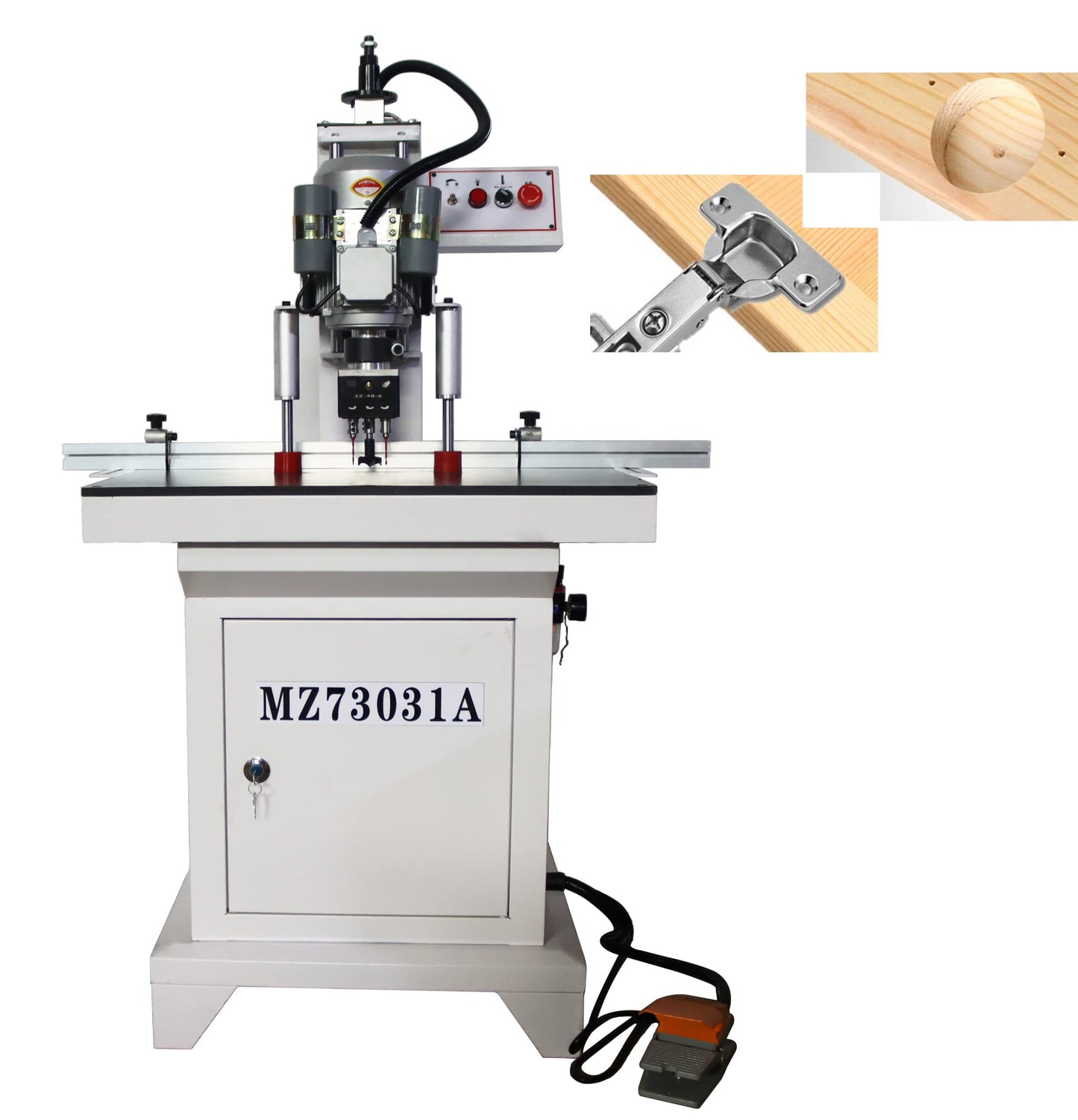 TECHTONGDA Hinge Boring Drill Press Machine Woodworking Wood Electric Pneumatic Hole Puncher 0-2inch Drilling Depth Single Head 48-6