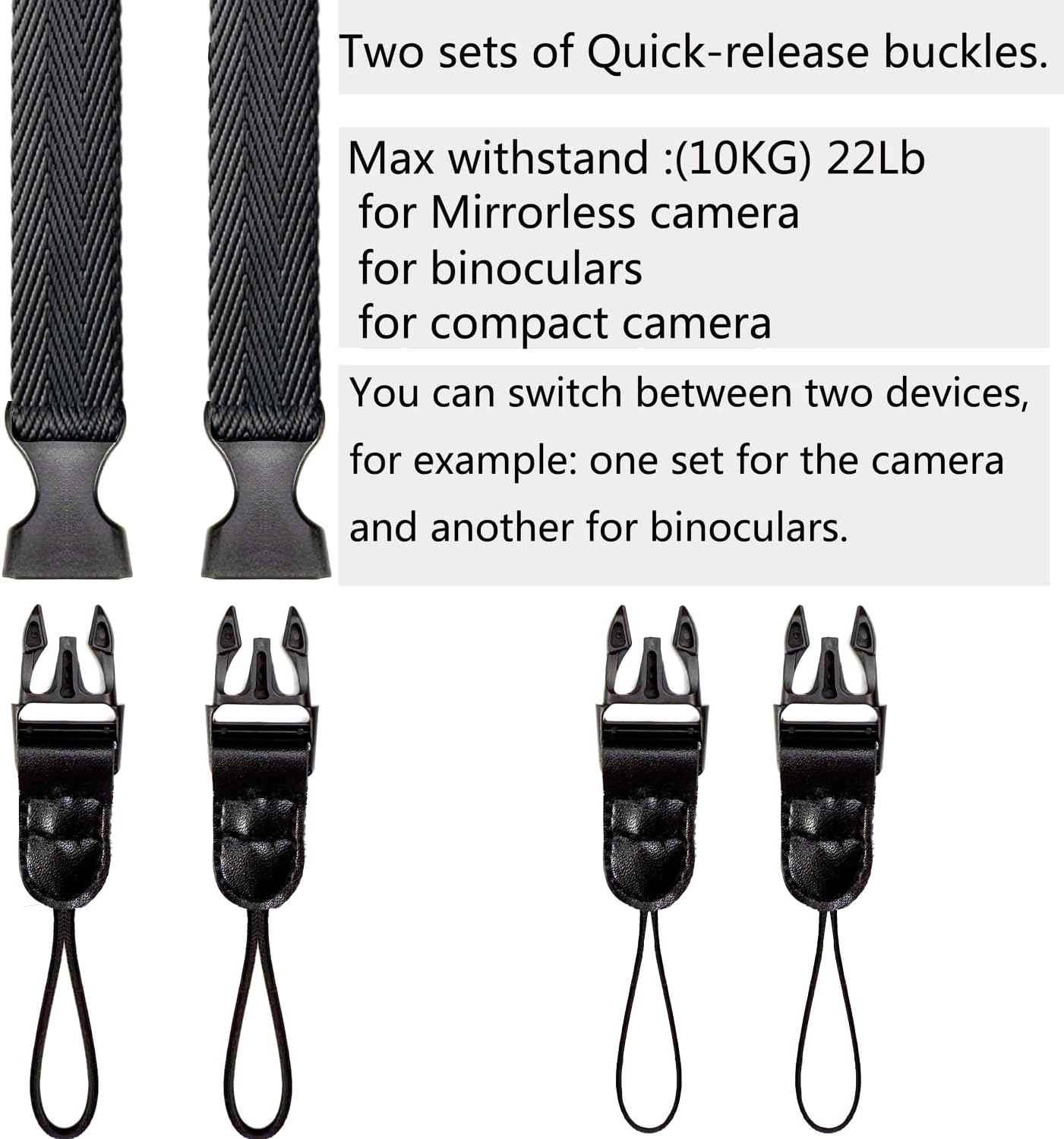 YMTHamaz3 Buckle,Washable,Black,39 Inch Camera Neck Straps Short,Binocular Strap with Quick Release