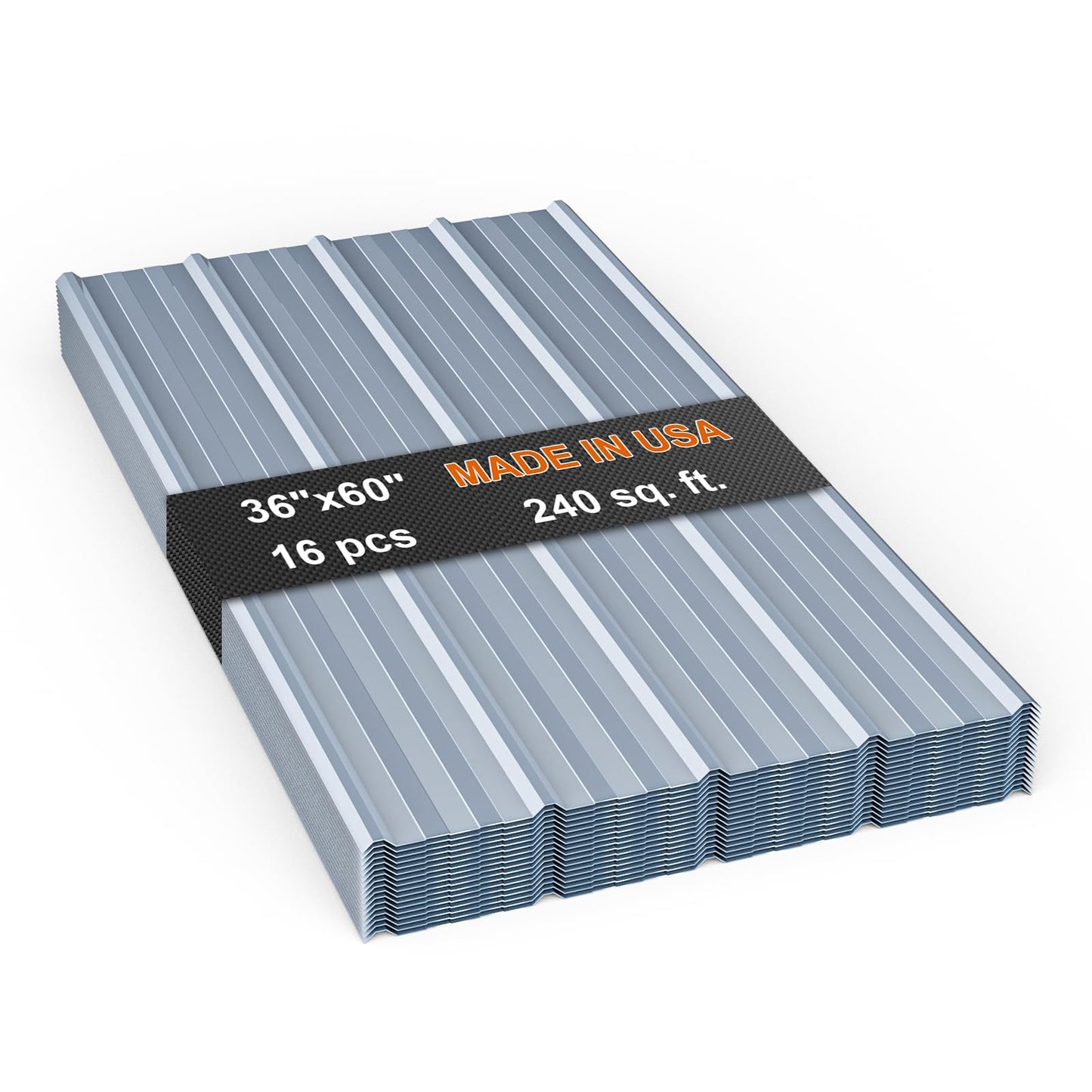16 Pack Large Metal Roofing Panels, 60" x 36" Each, 240 Sq. Ft. Coverage, Corrugated Galvanized Roofing Panels for Residential Commercial Roofing, Fencing, Wall Siding (Silver)